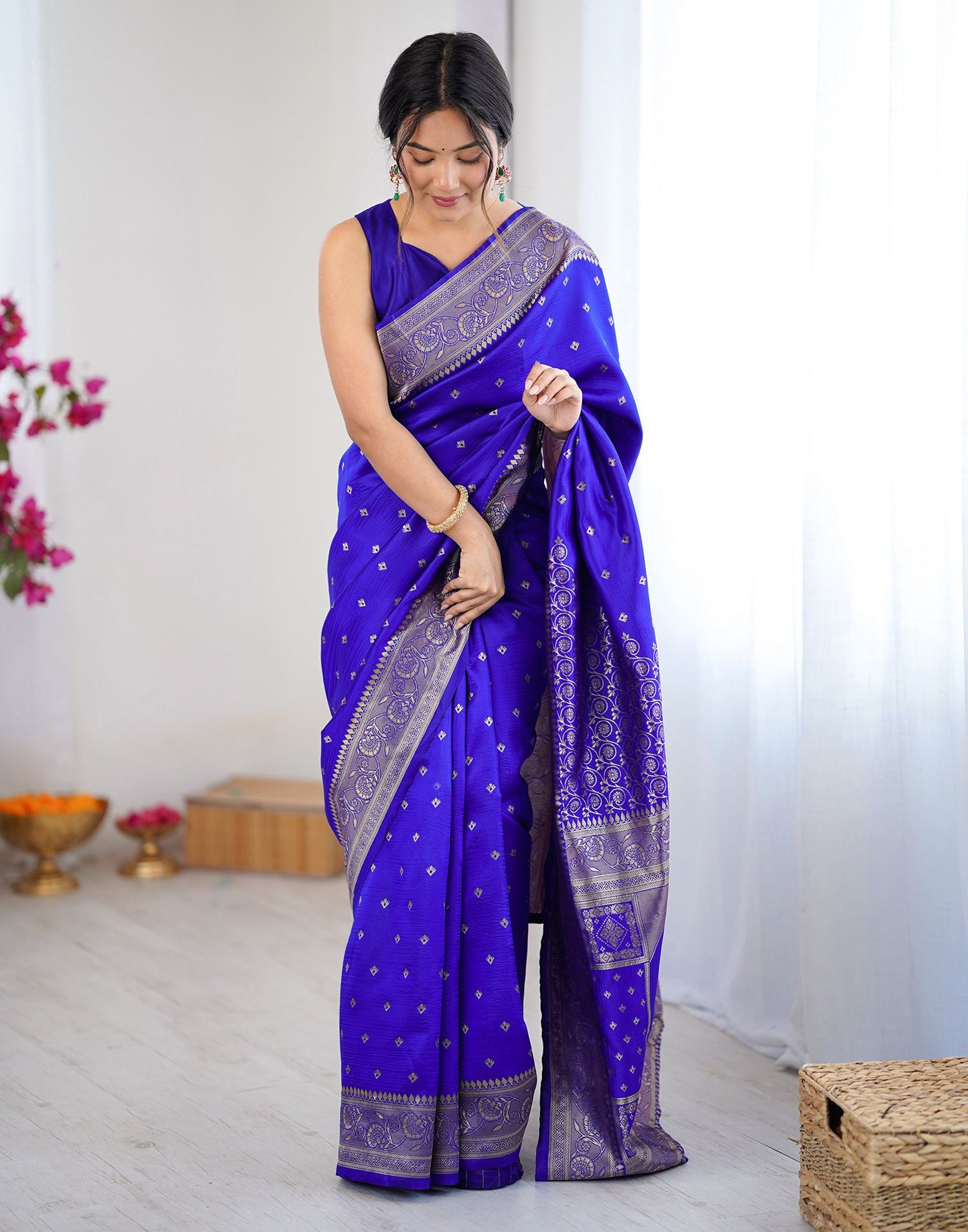 Blue Silk Woven Banarasi Saree