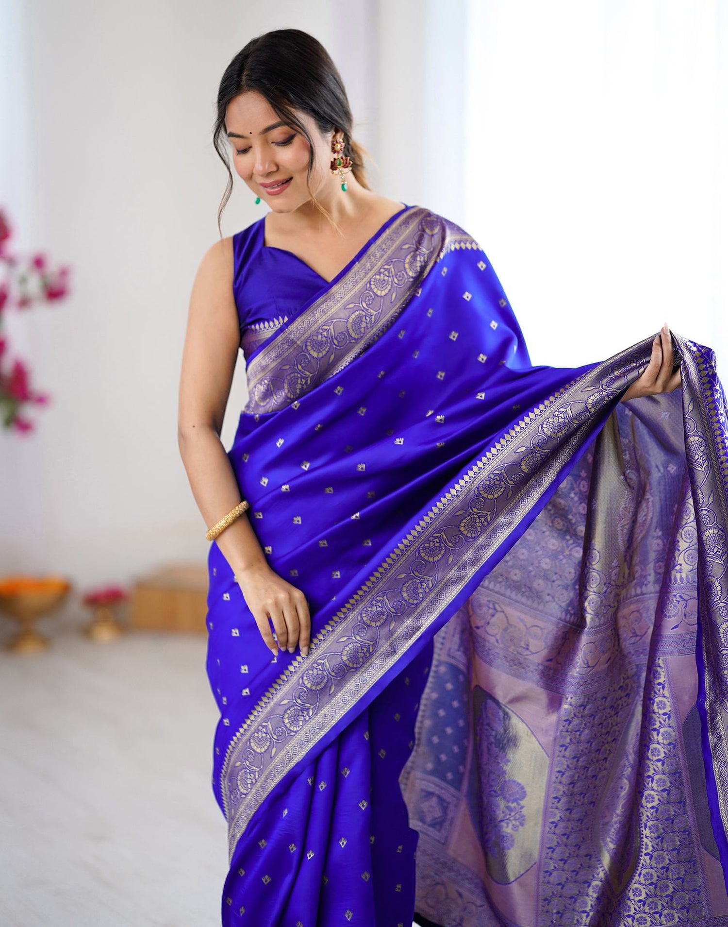 Blue Silk Woven Banarasi Saree