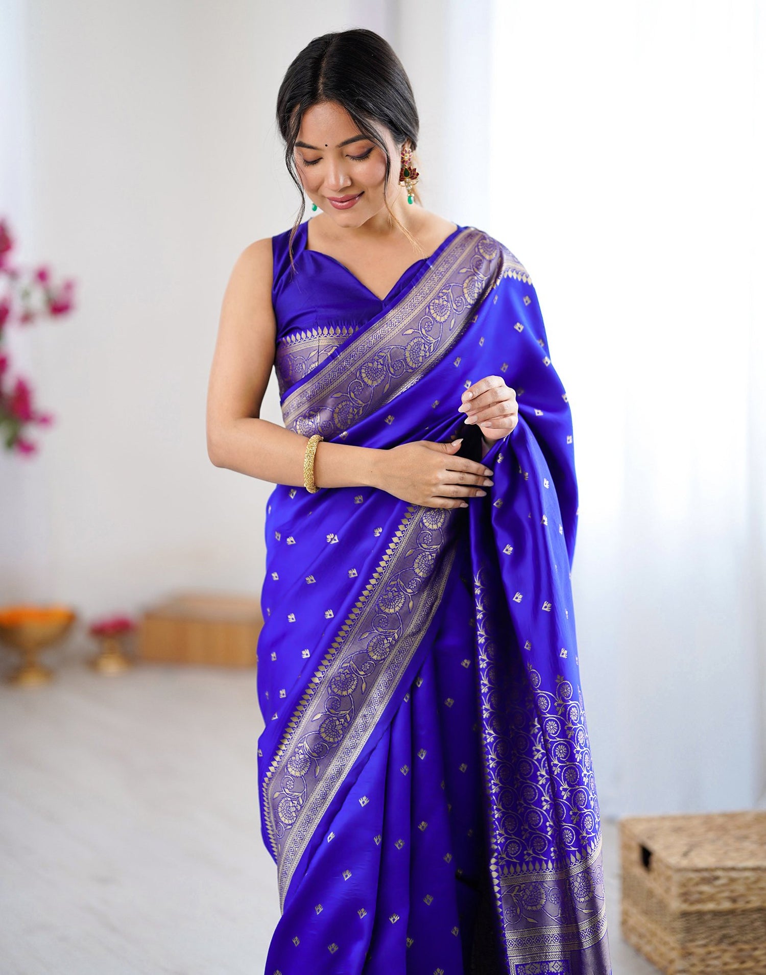 Blue Silk Woven Banarasi Saree