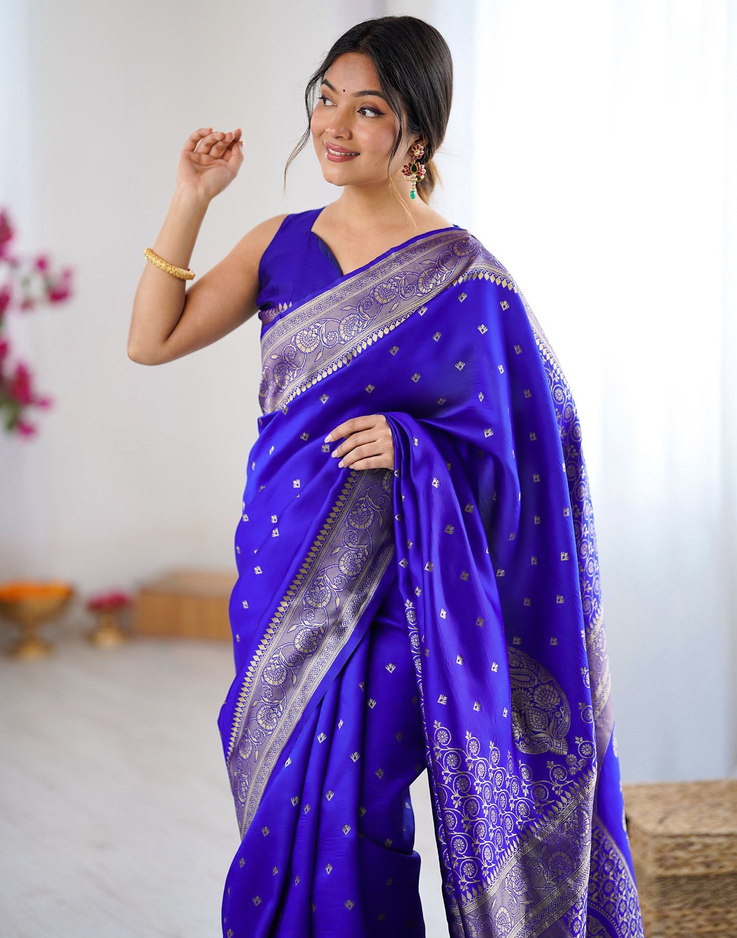Blue Silk Woven Banarasi Saree