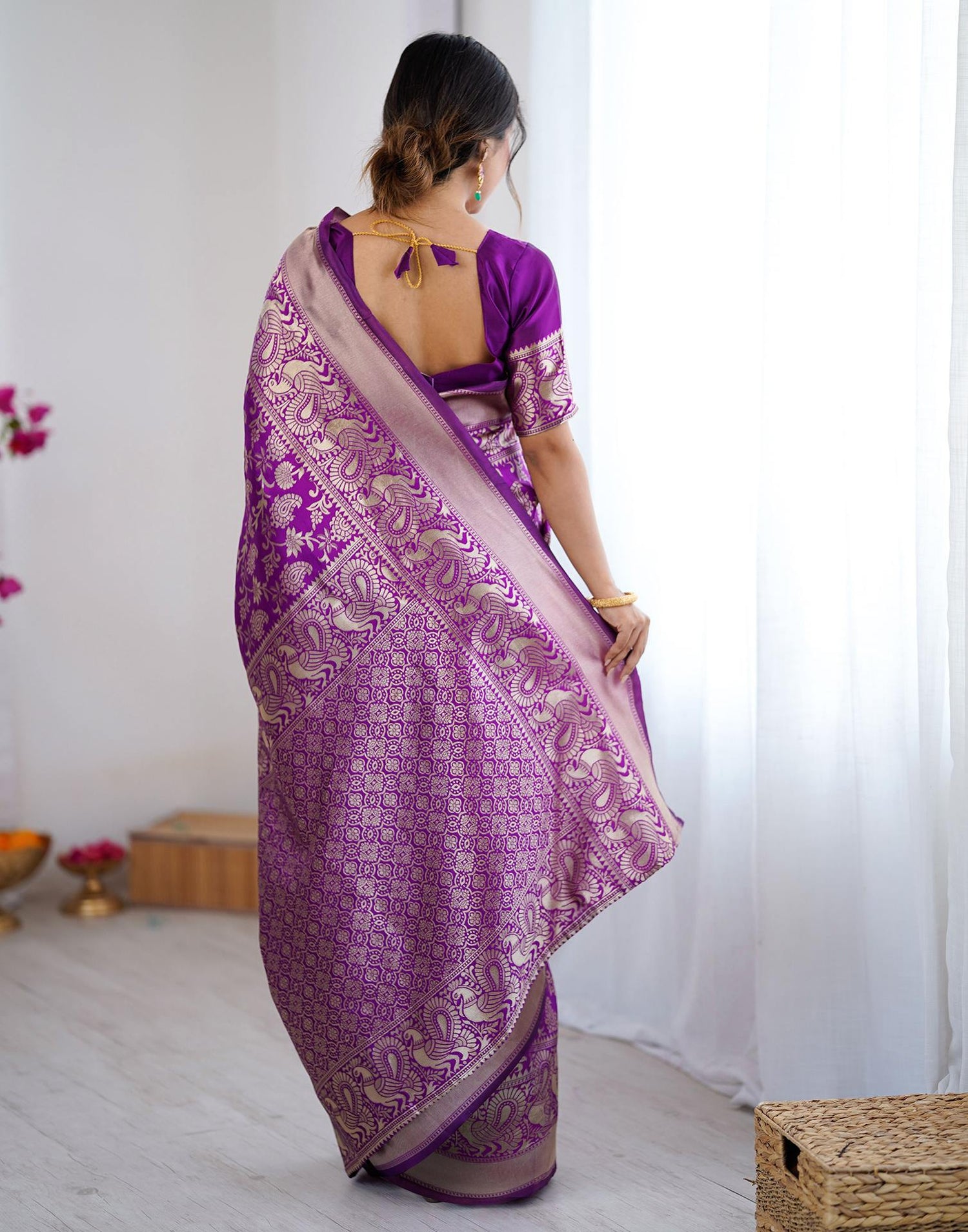 Purple Silk Woven Banarasi Saree