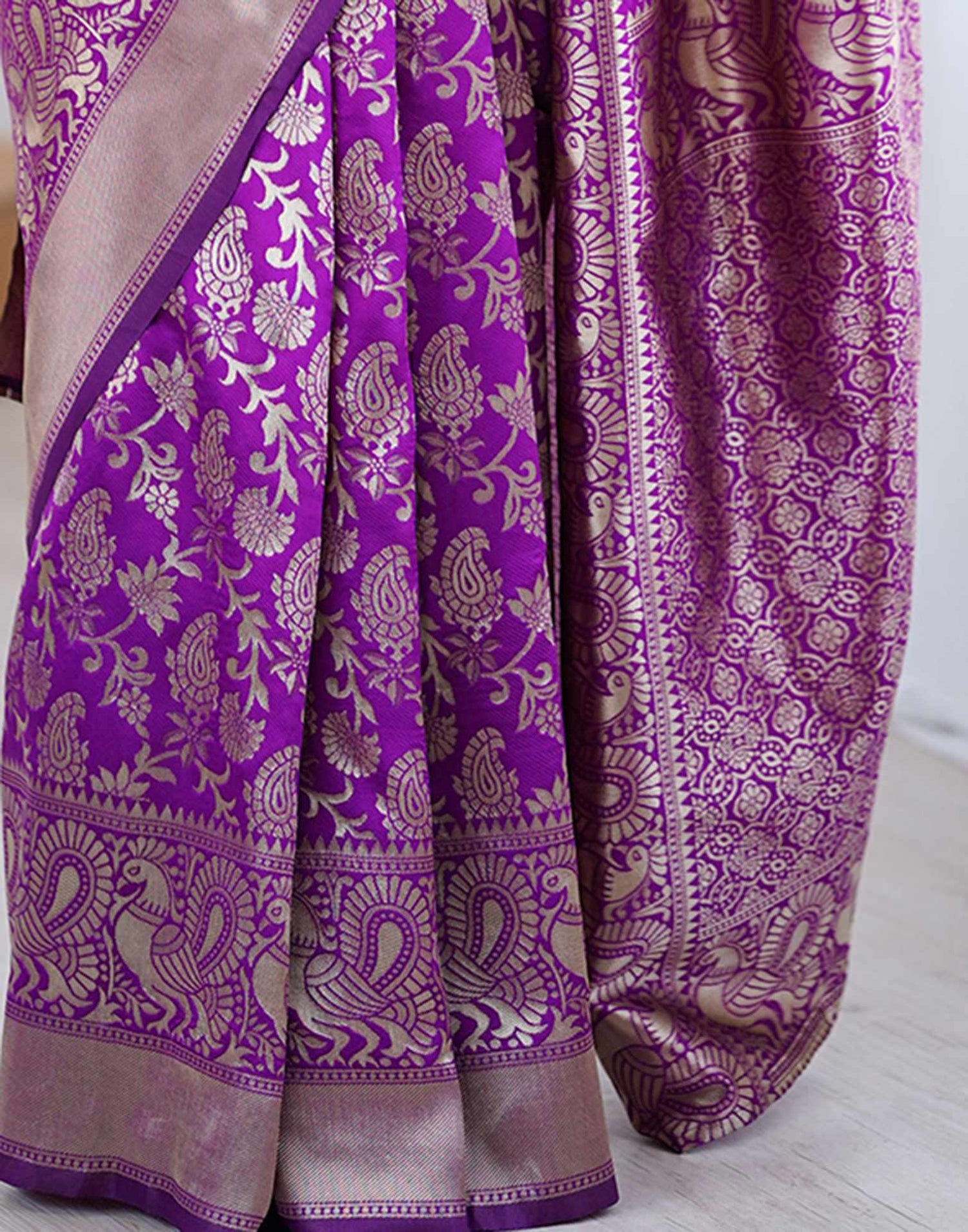 Purple Silk Woven Banarasi Saree