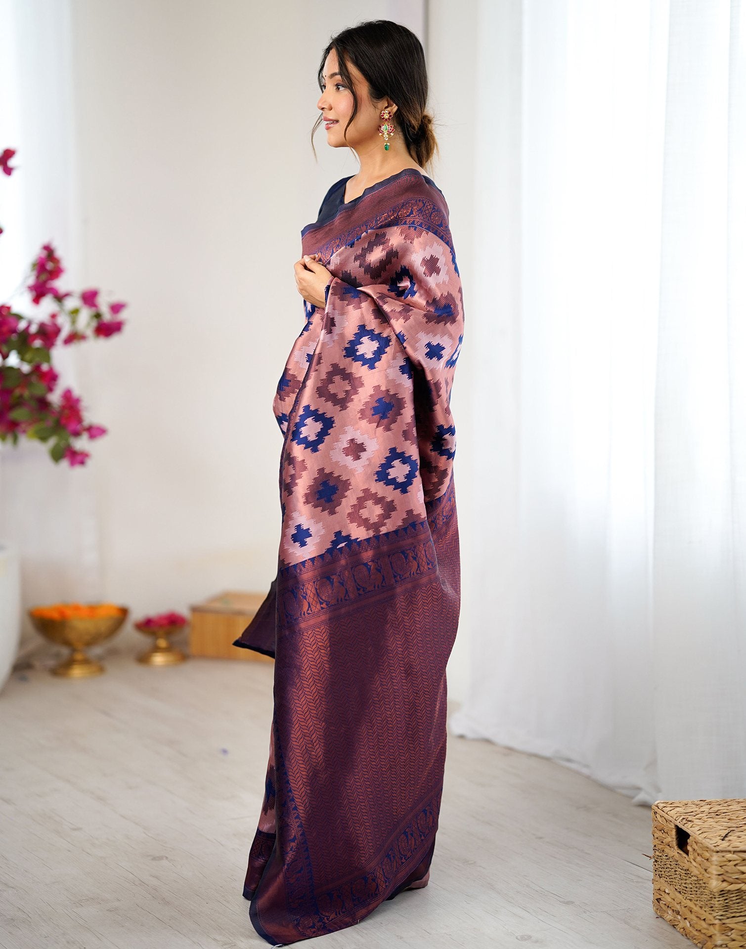 Mauve Silk Woven Saree