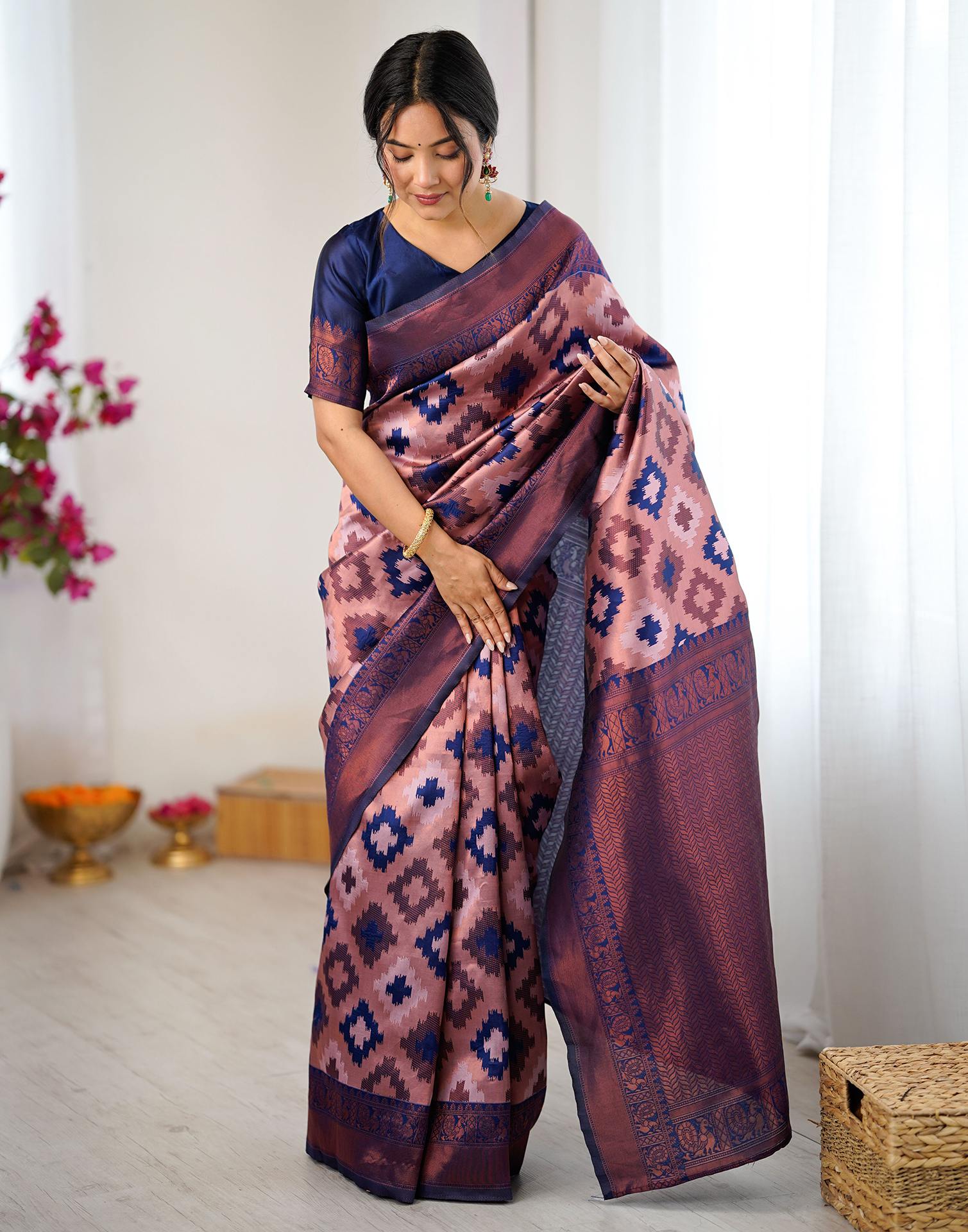 Mauve Silk Woven Saree