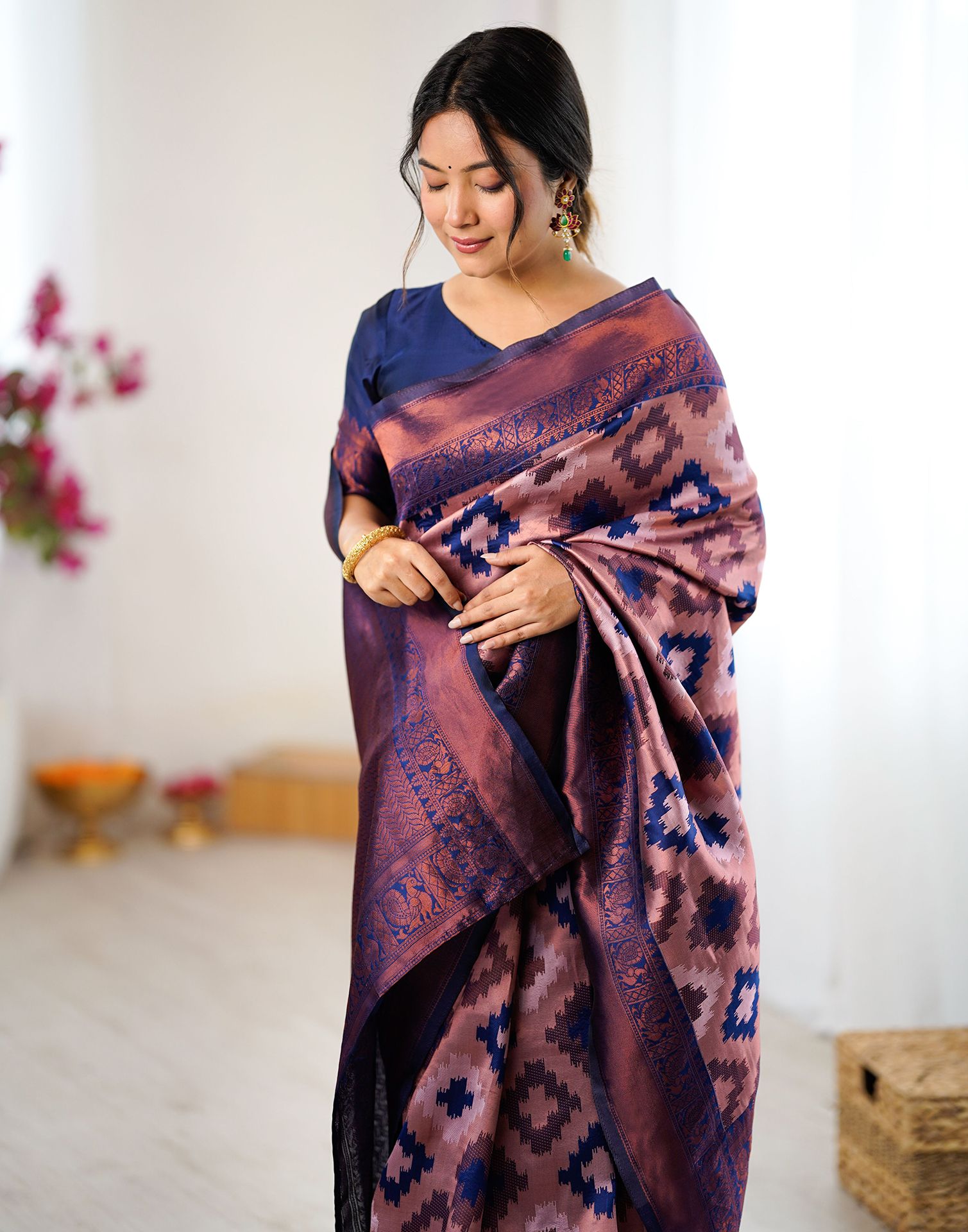 Mauve Silk Woven Saree