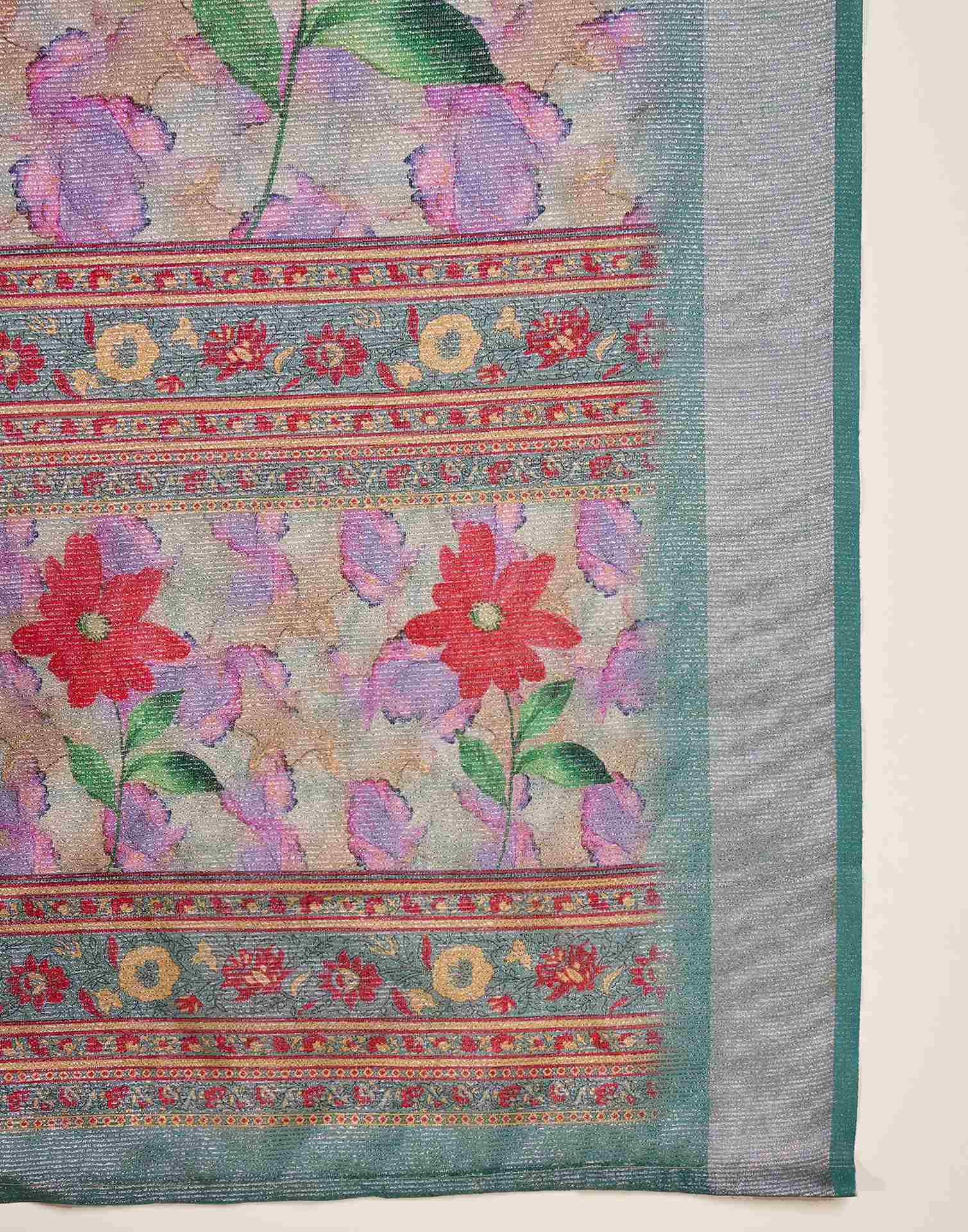 Multicoloured Cotton Floral Printed Saree