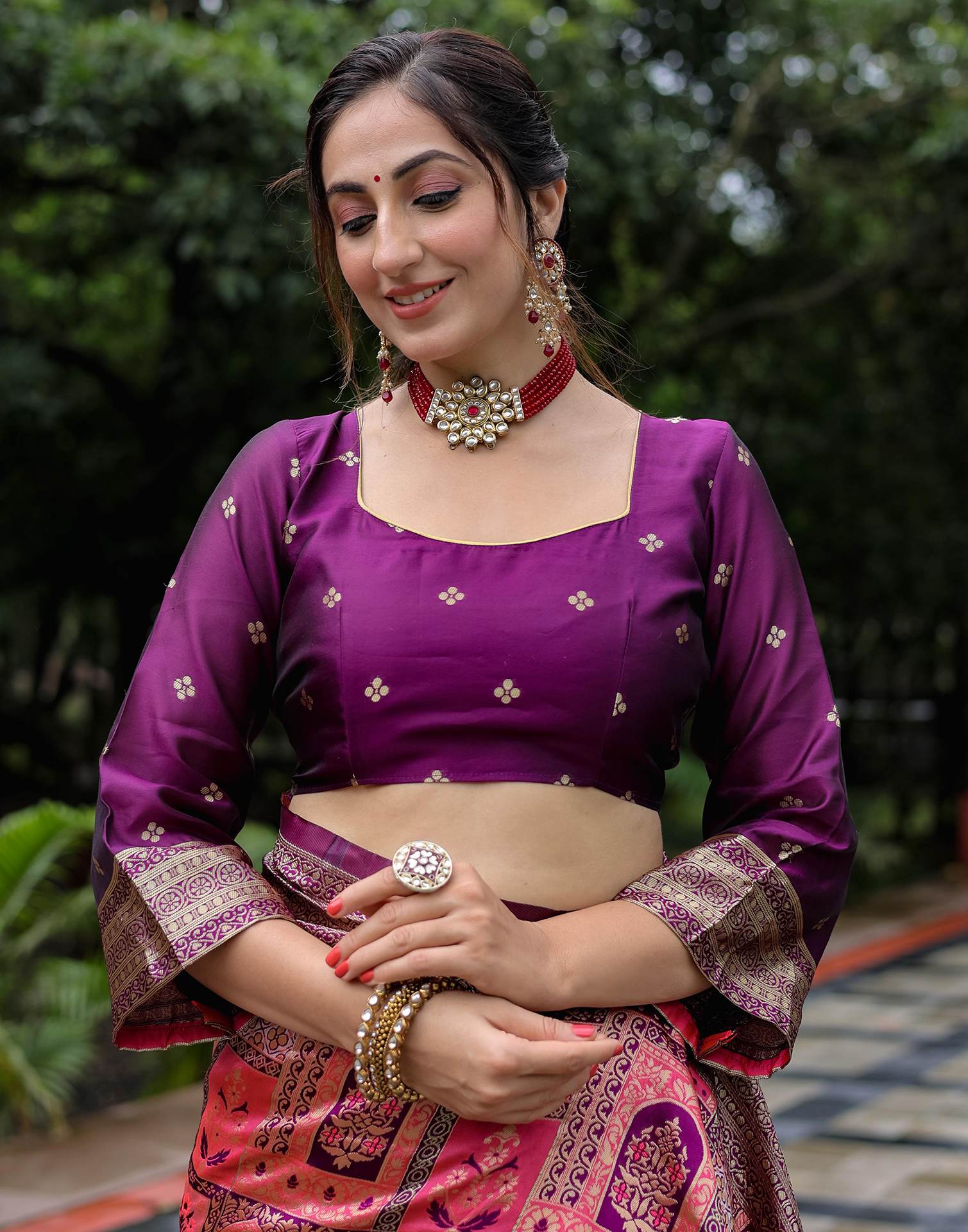 Coral Pink Silk Woven Saree