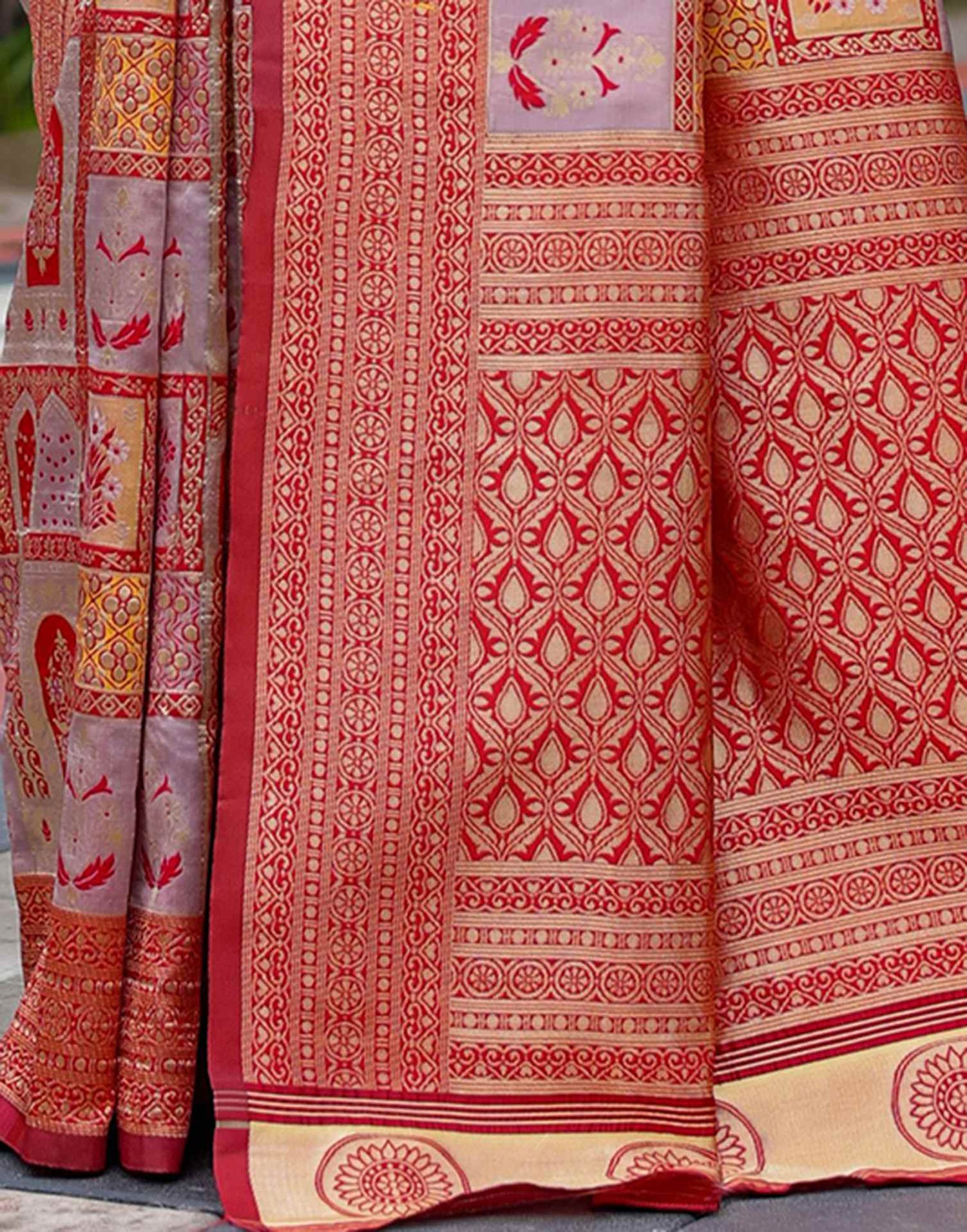 Light Mauve Silk Woven Saree