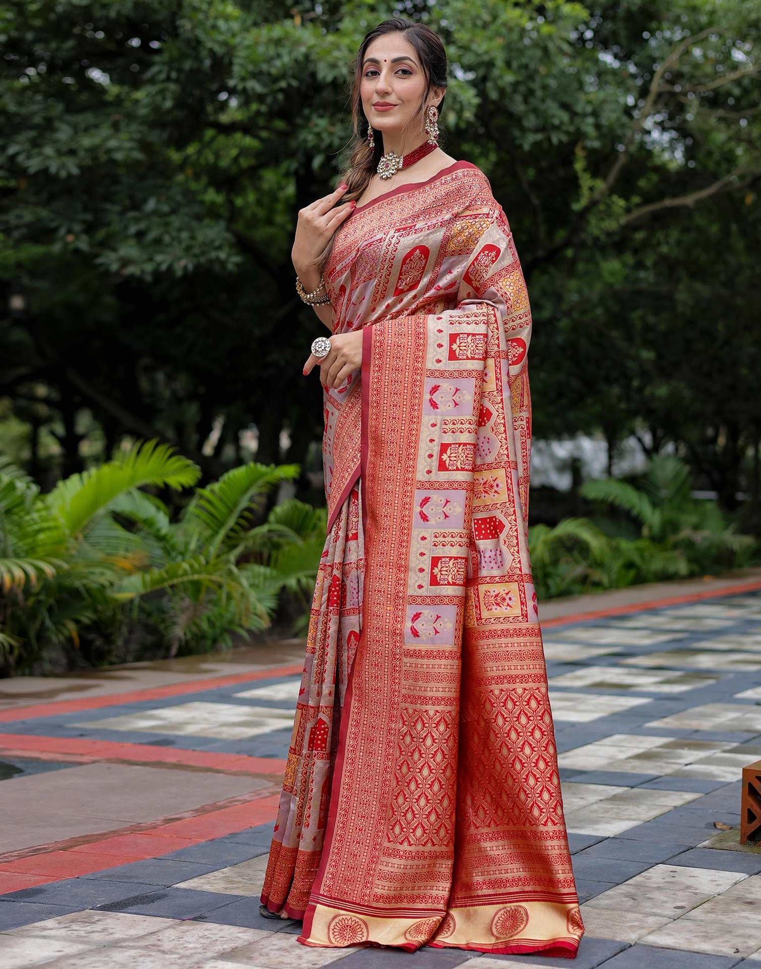Light Mauve Silk Woven Saree