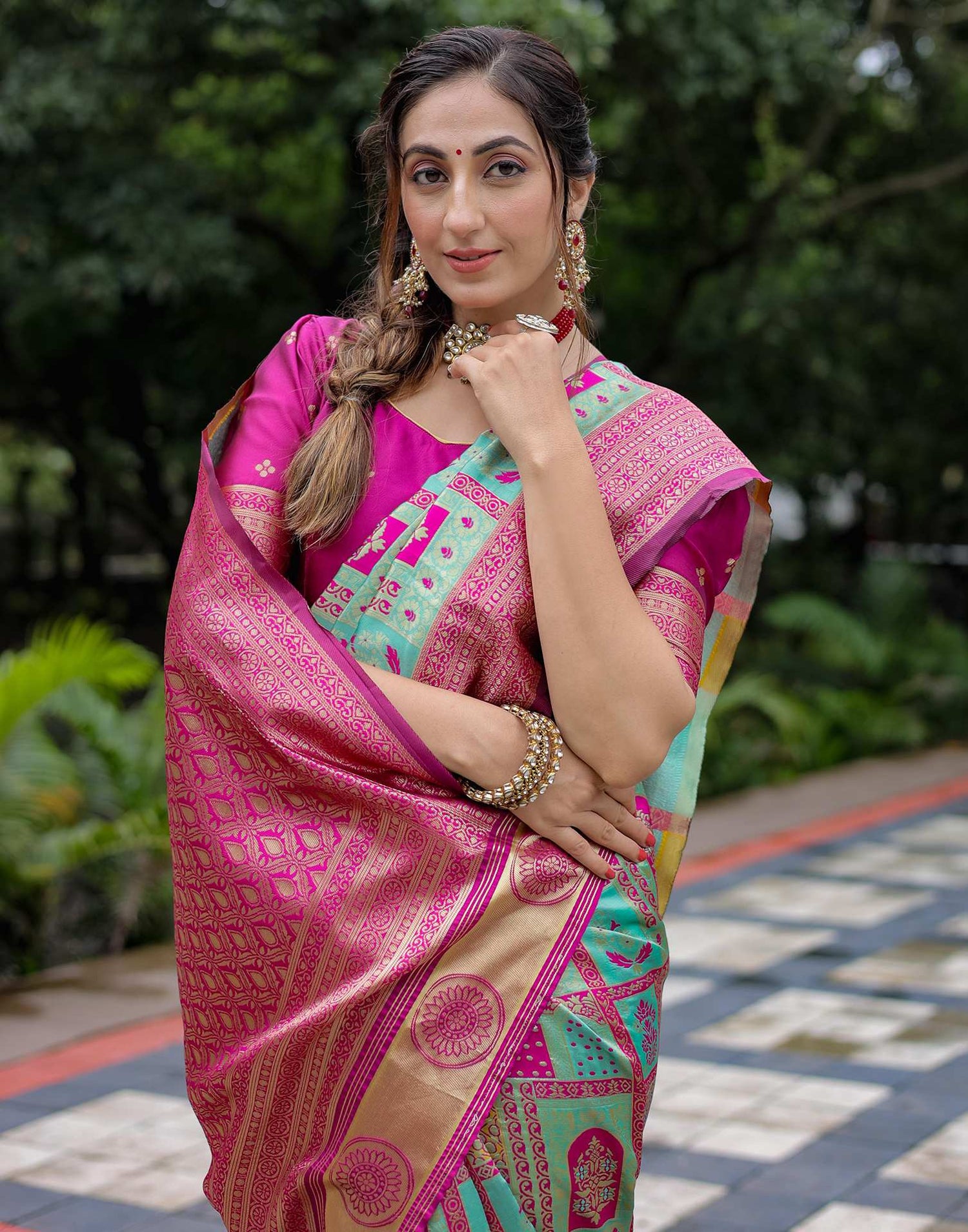 Mint Green Silk Woven Saree