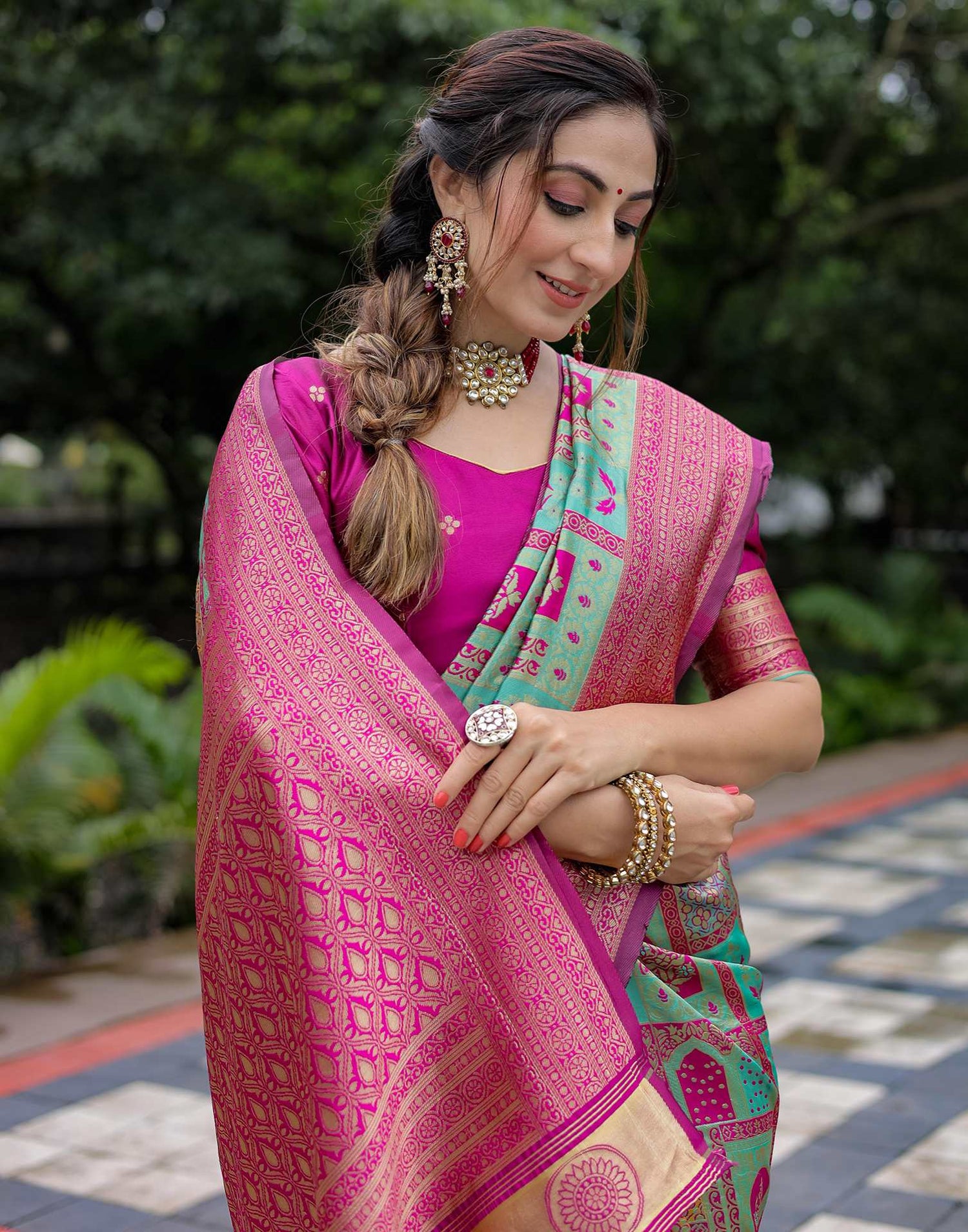 Mint Green Silk Woven Saree