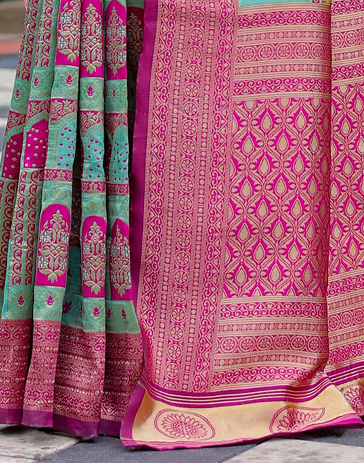 Mint Green Silk Woven Saree