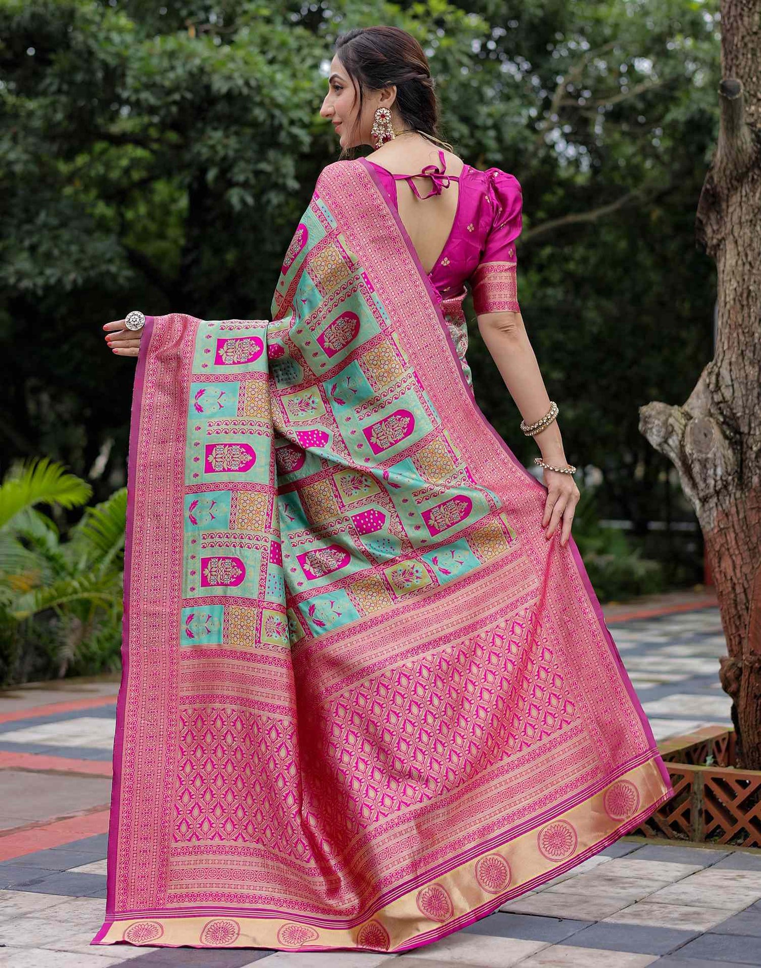 Mint Green Silk Woven Saree