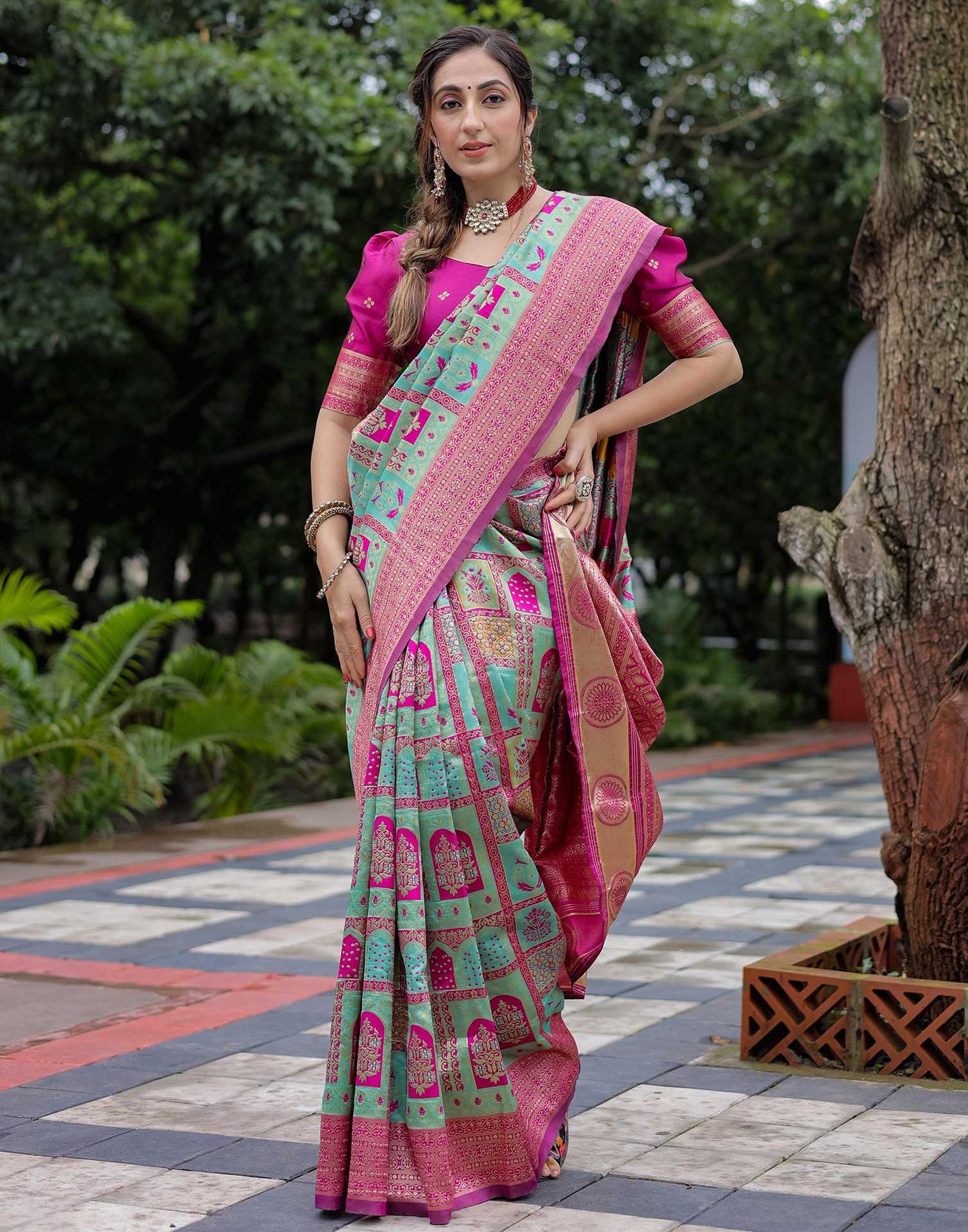 Mint Green Silk Woven Saree