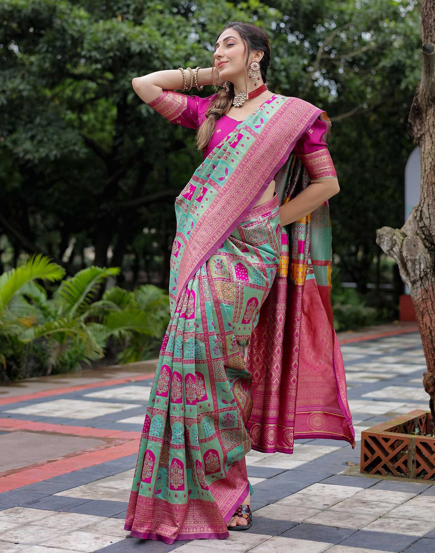 Mint Green Silk Woven Saree