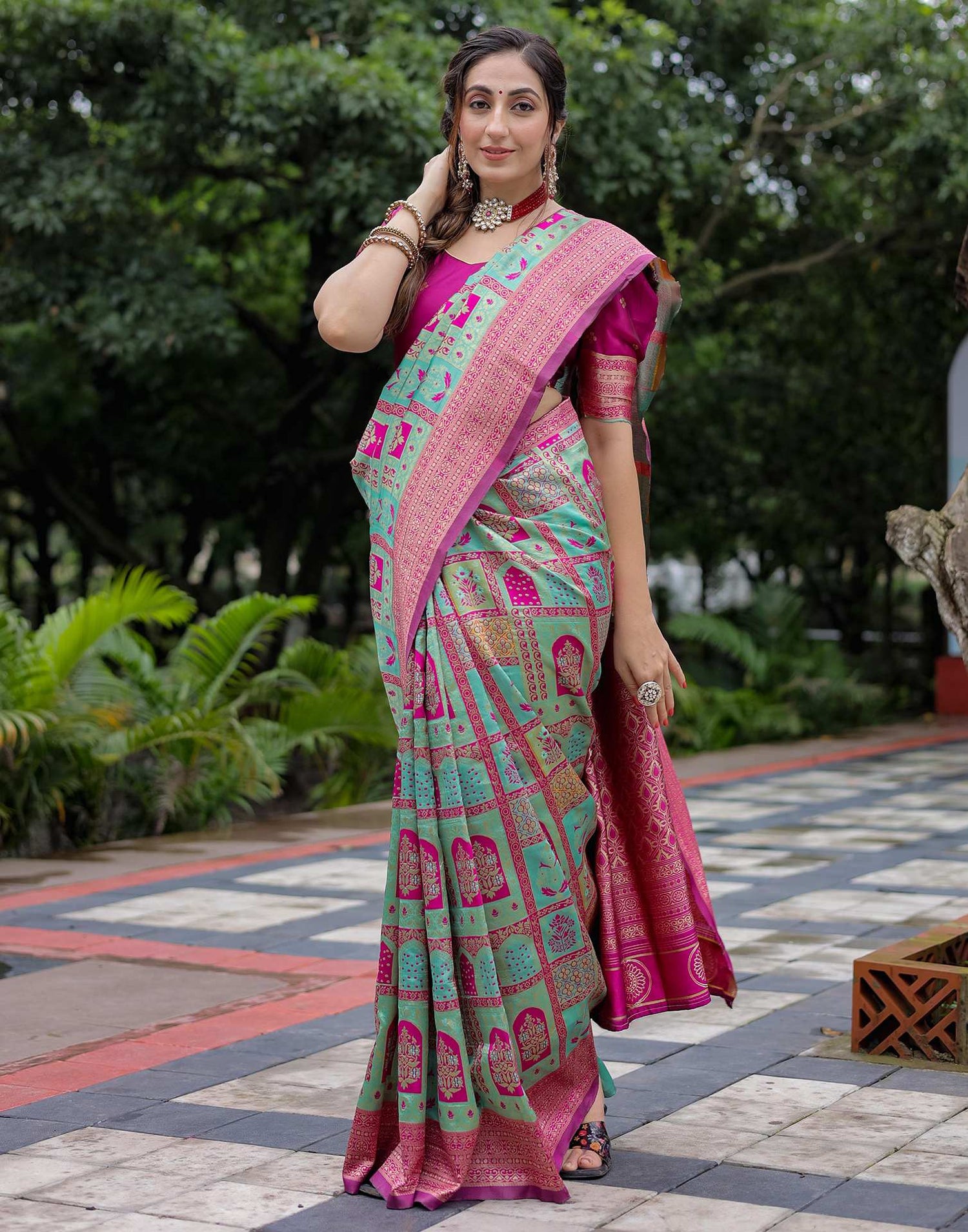 Mint Green Silk Woven Saree