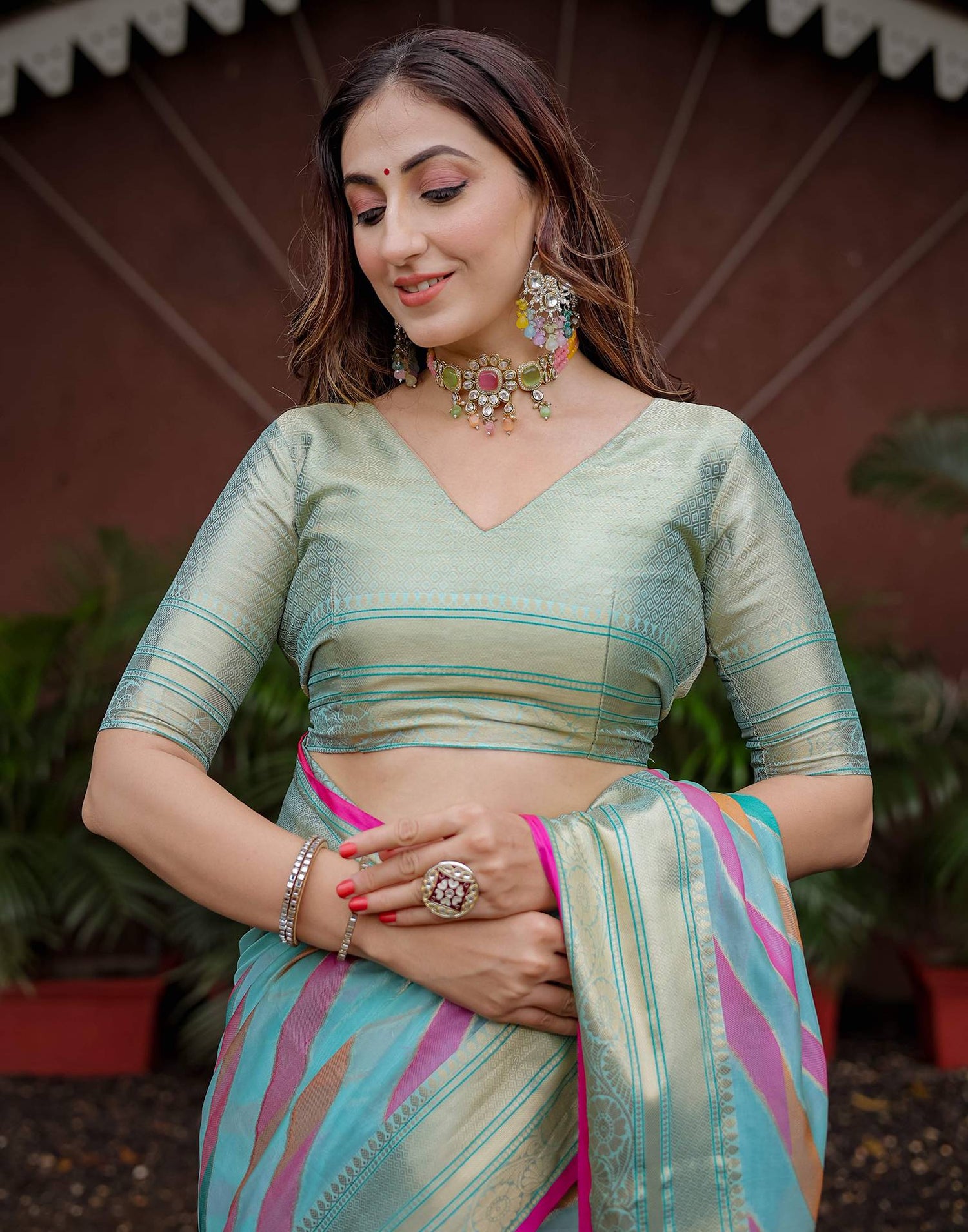 Sky Blue Silk Woven Saree