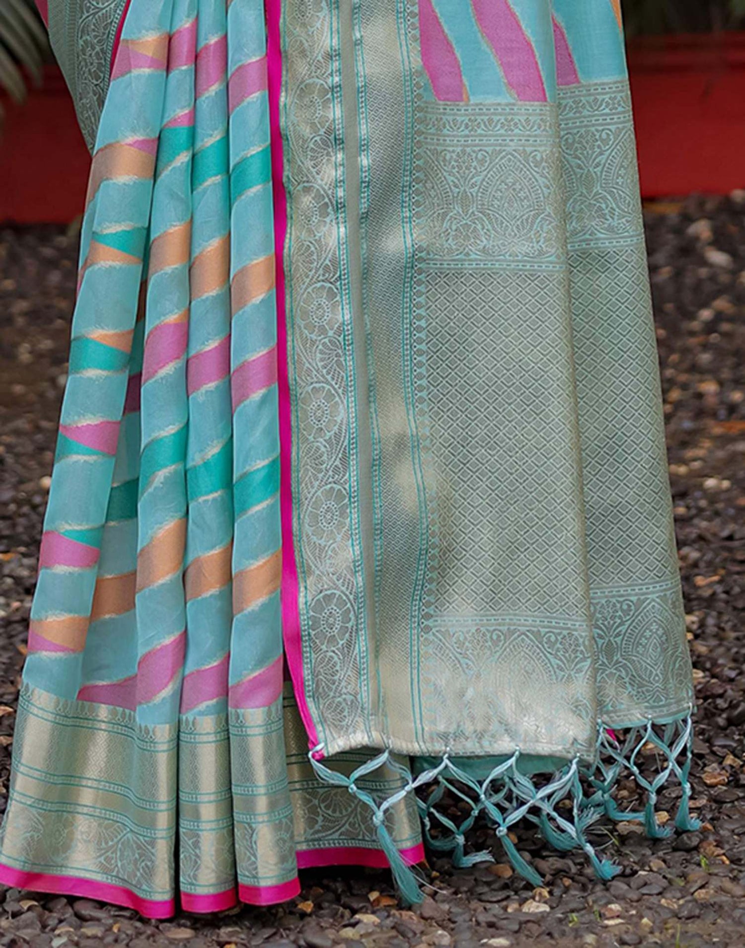 Sky Blue Silk Woven Saree