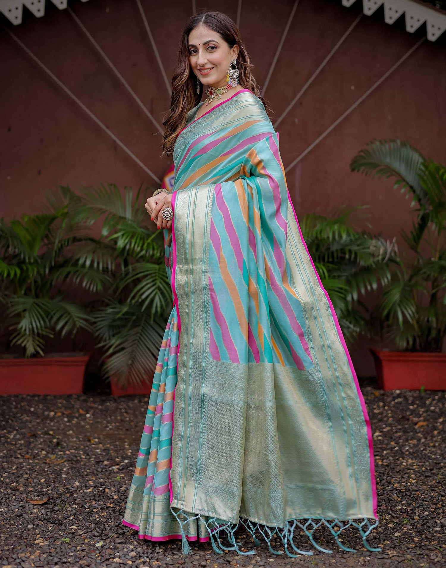Sky Blue Silk Woven Saree