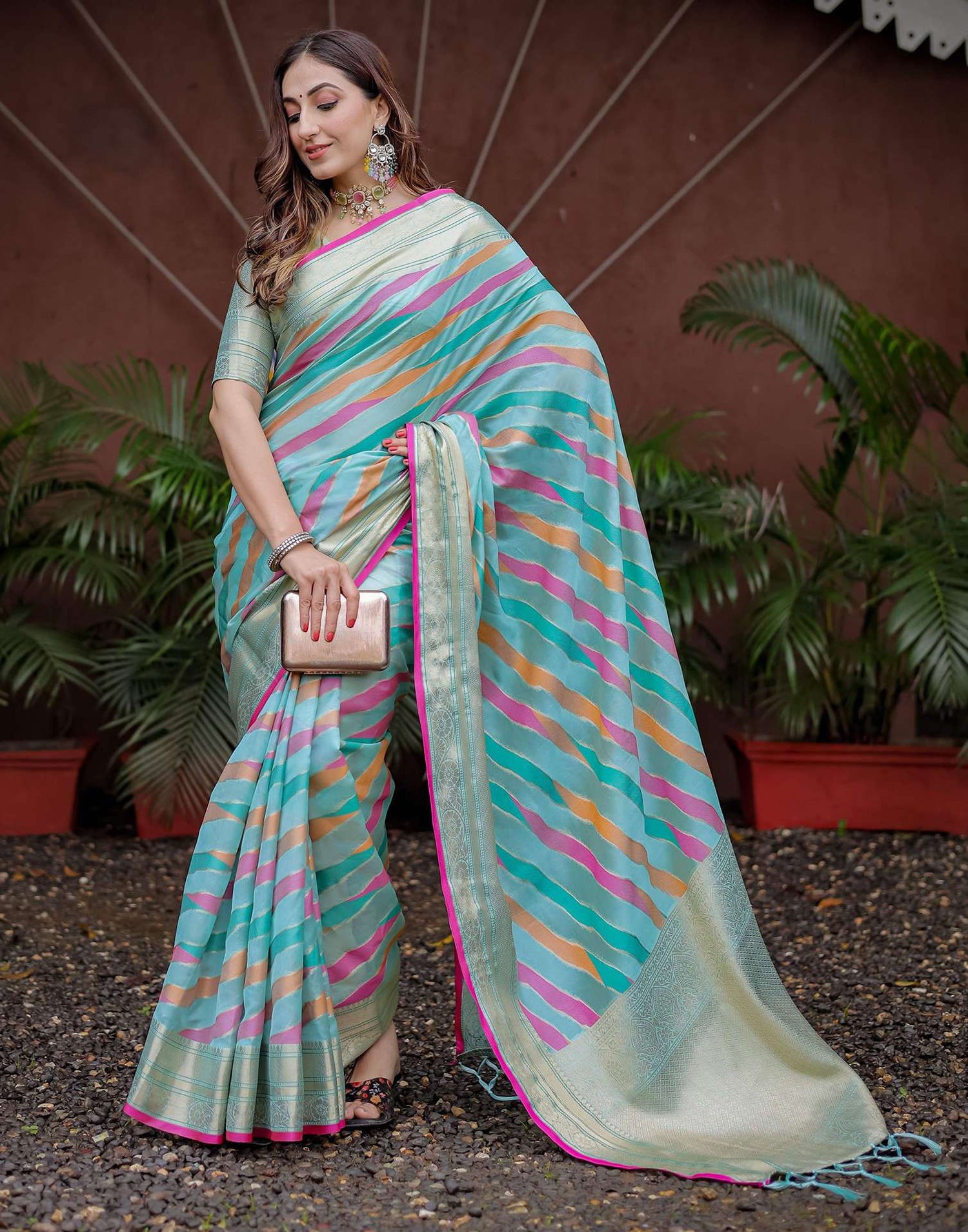 Sky Blue Silk Woven Saree