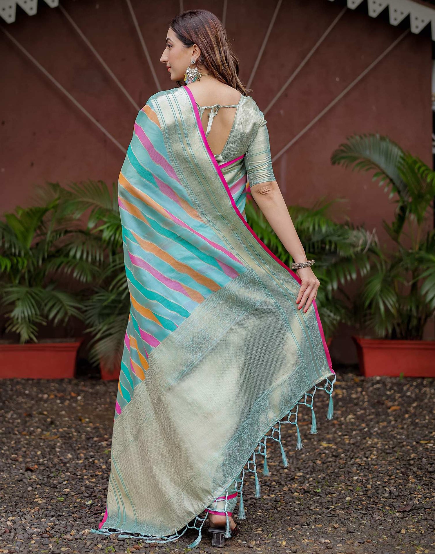 Sky Blue Silk Woven Saree