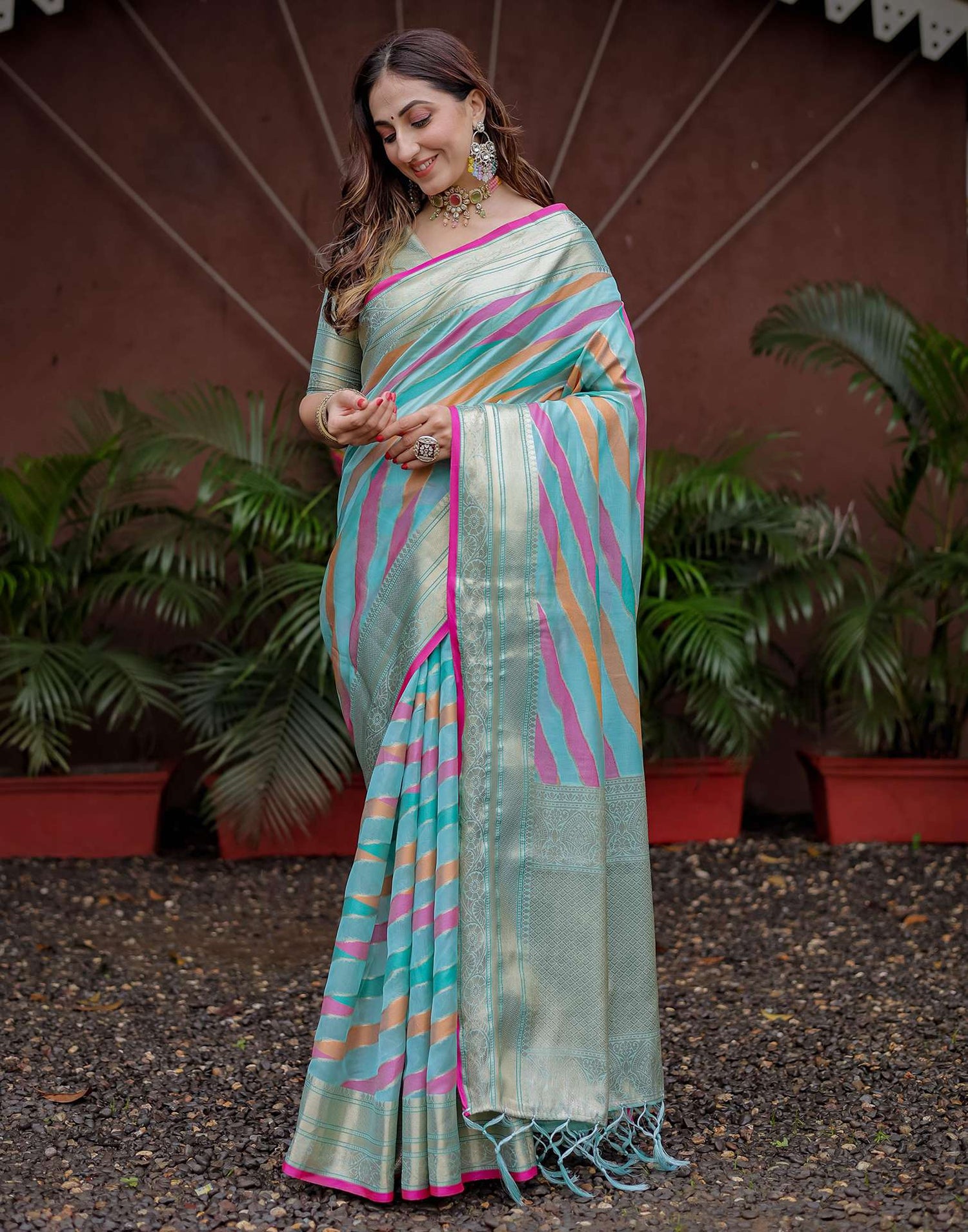 Sky Blue Silk Woven Saree