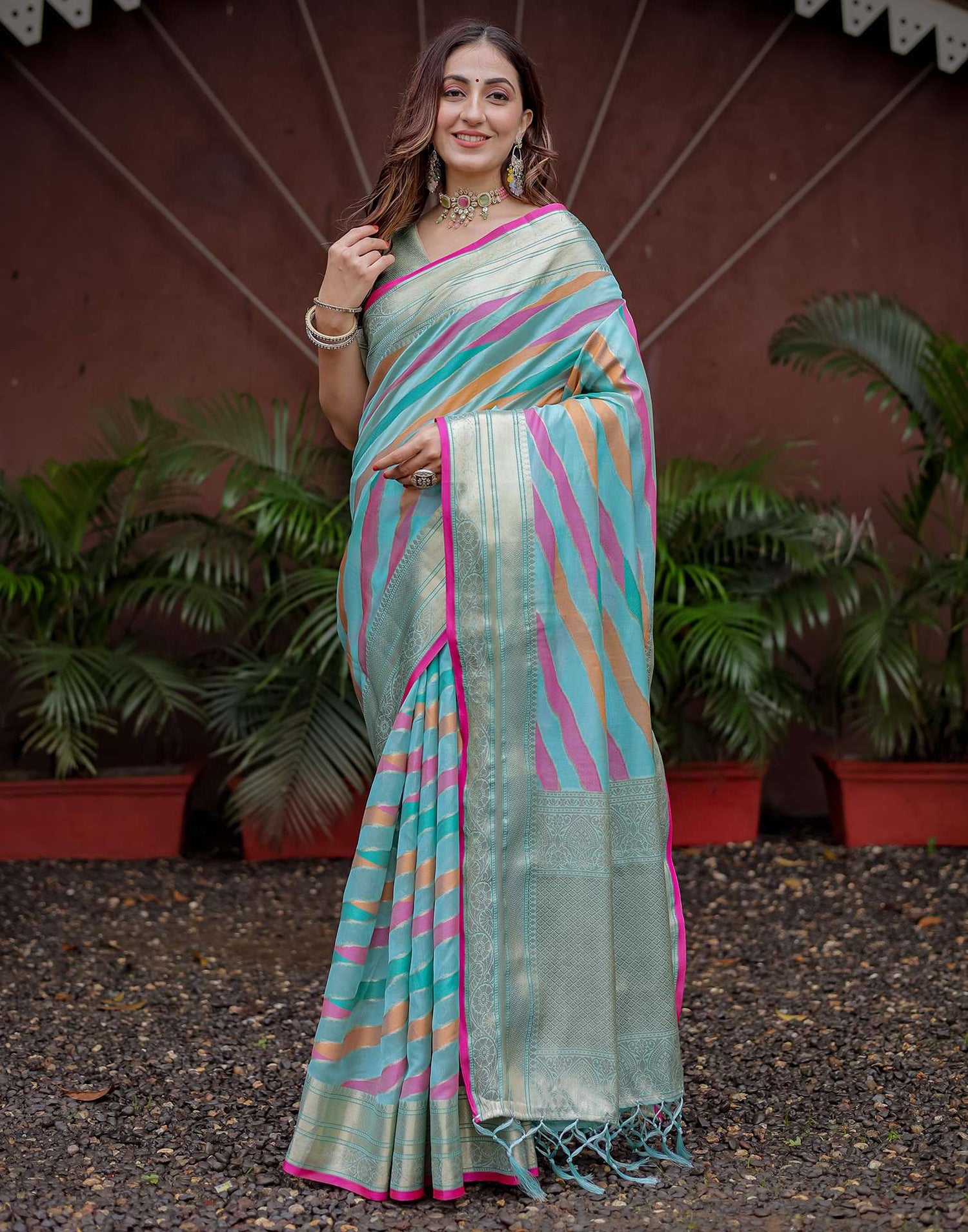 Sky Blue Silk Woven Saree