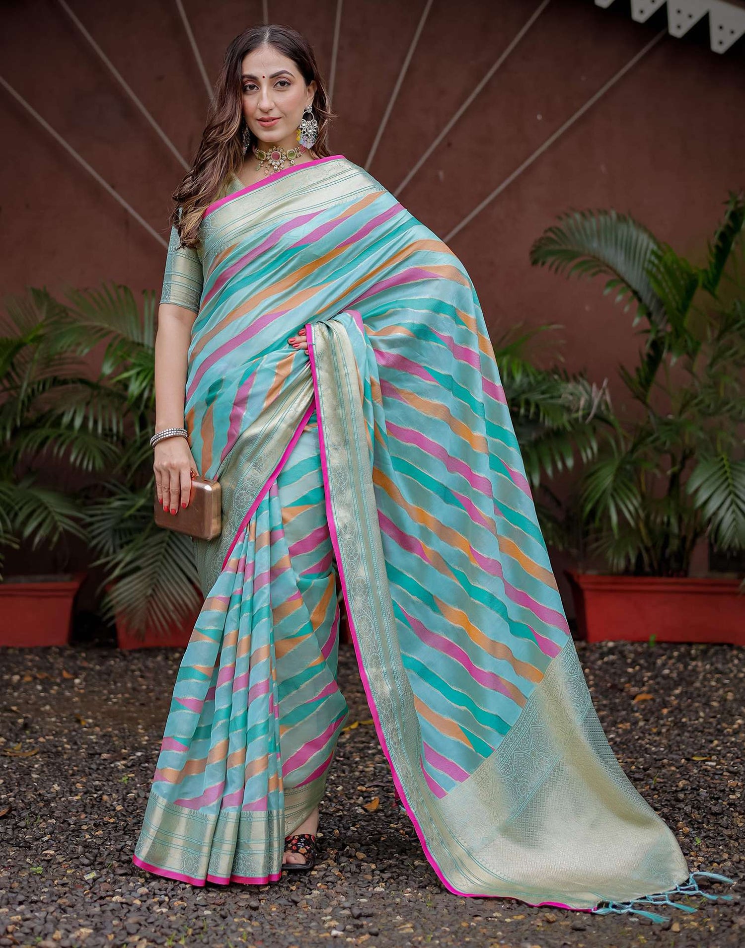 Sky Blue Silk Woven Saree