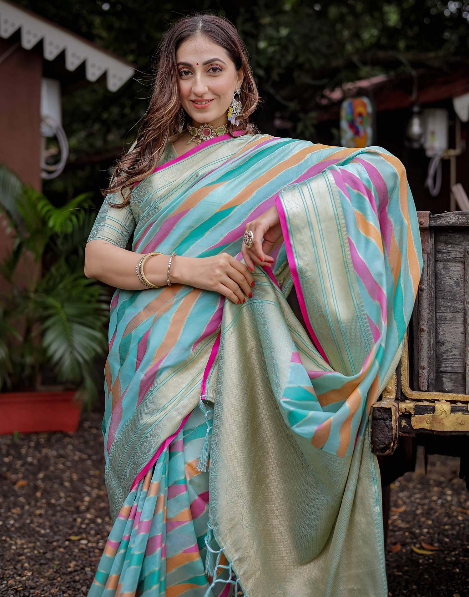 Sky Blue Silk Woven Saree