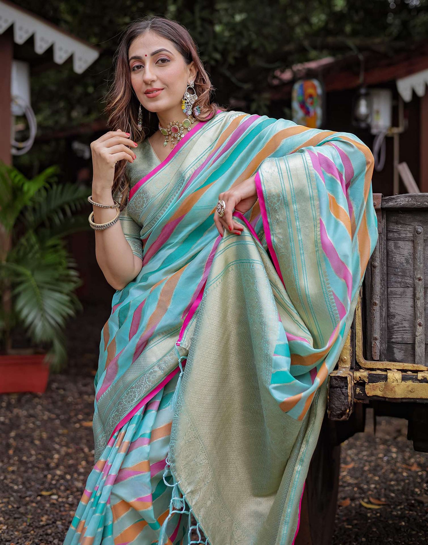 Sky Blue Silk Woven Saree
