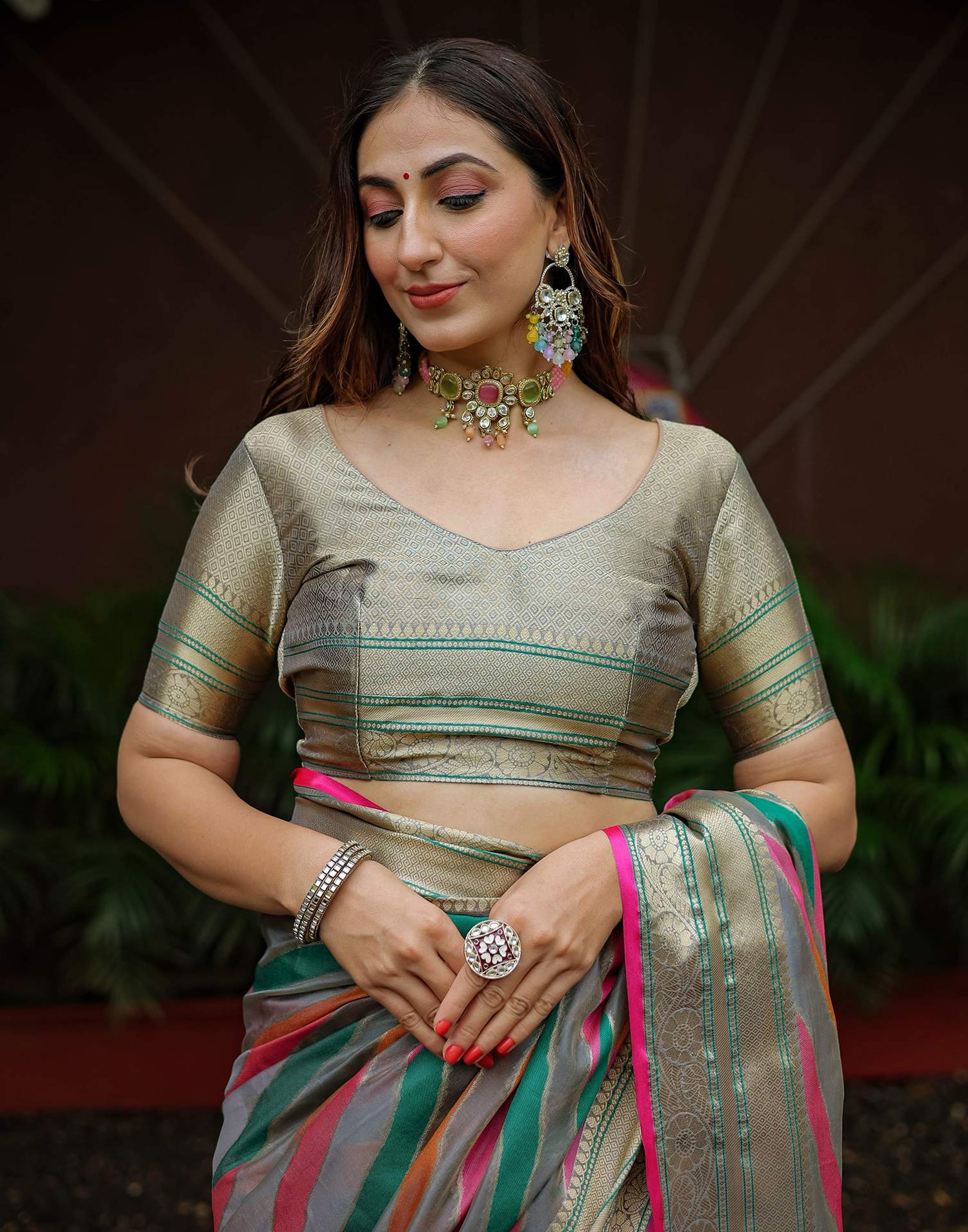 Grey Silk Woven Saree