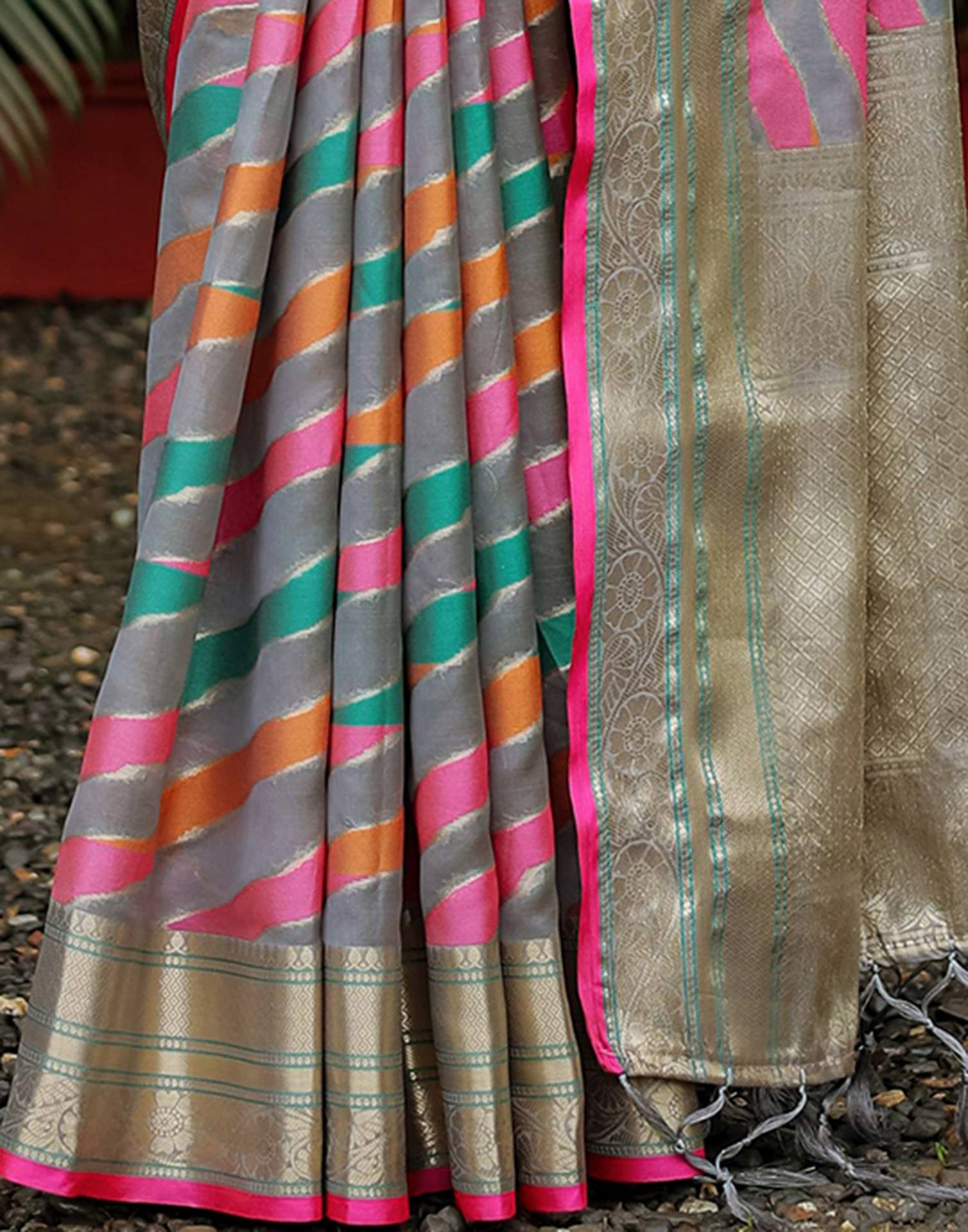 Grey Silk Woven Saree