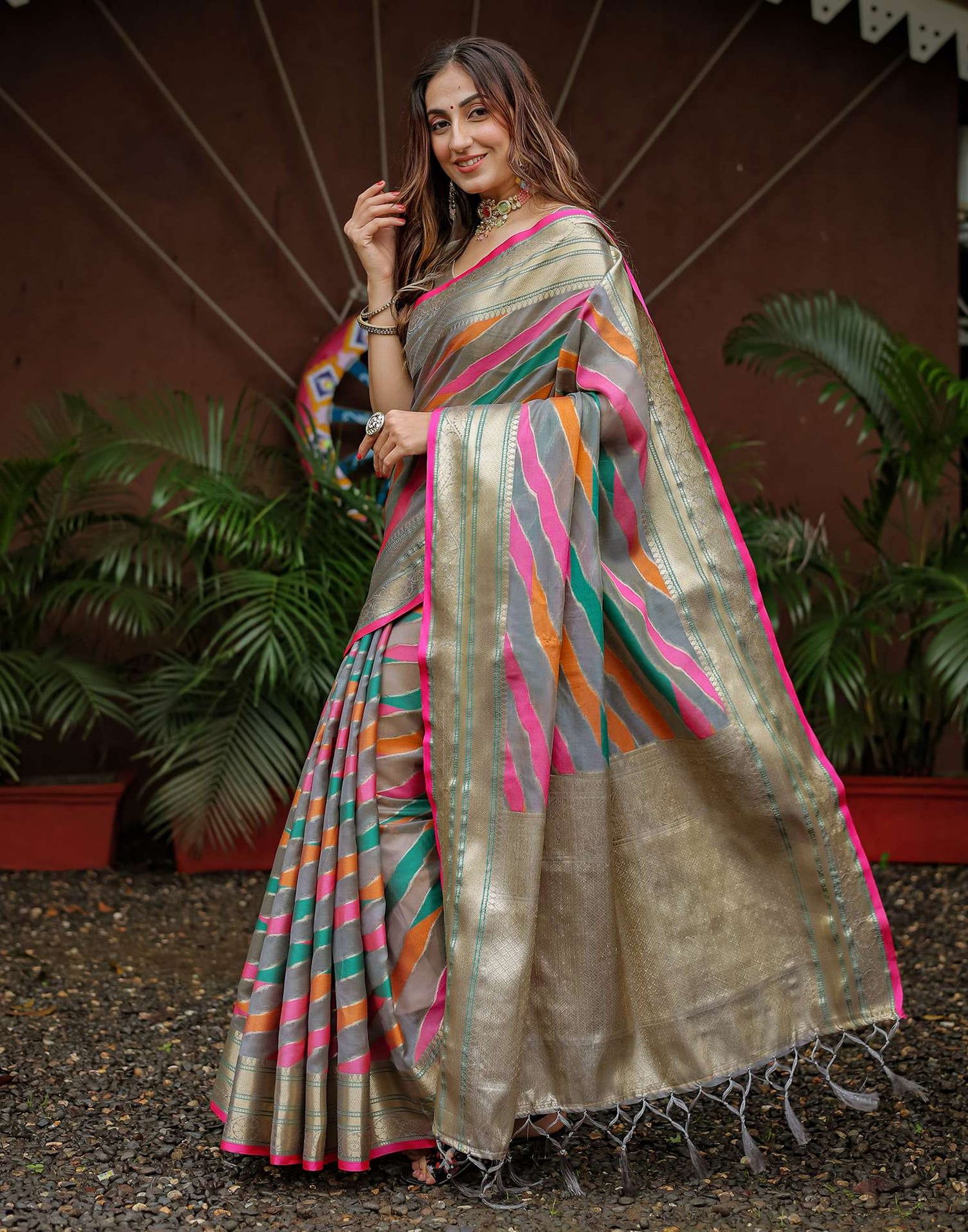 Grey Silk Woven Saree