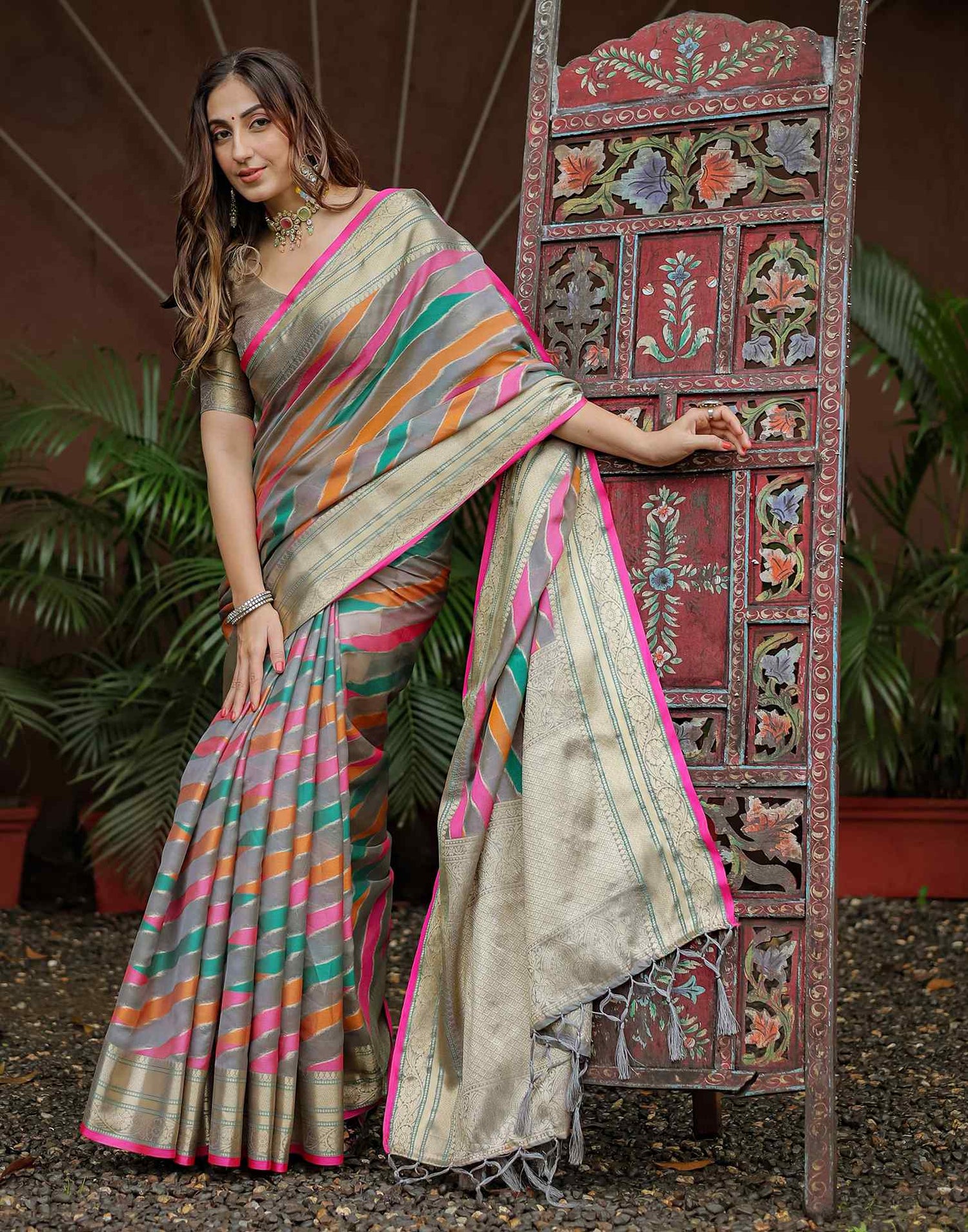 Grey Silk Woven Saree