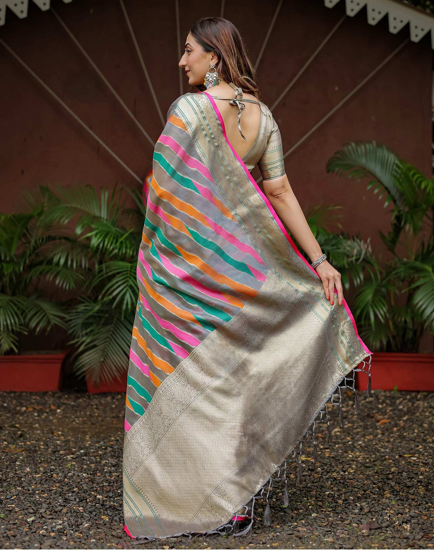 Grey Silk Woven Saree