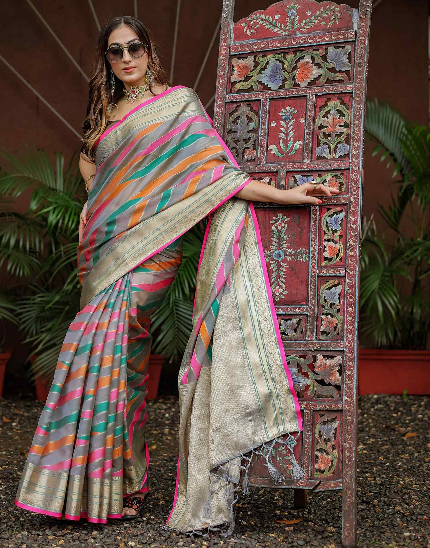 Grey Silk Woven Saree