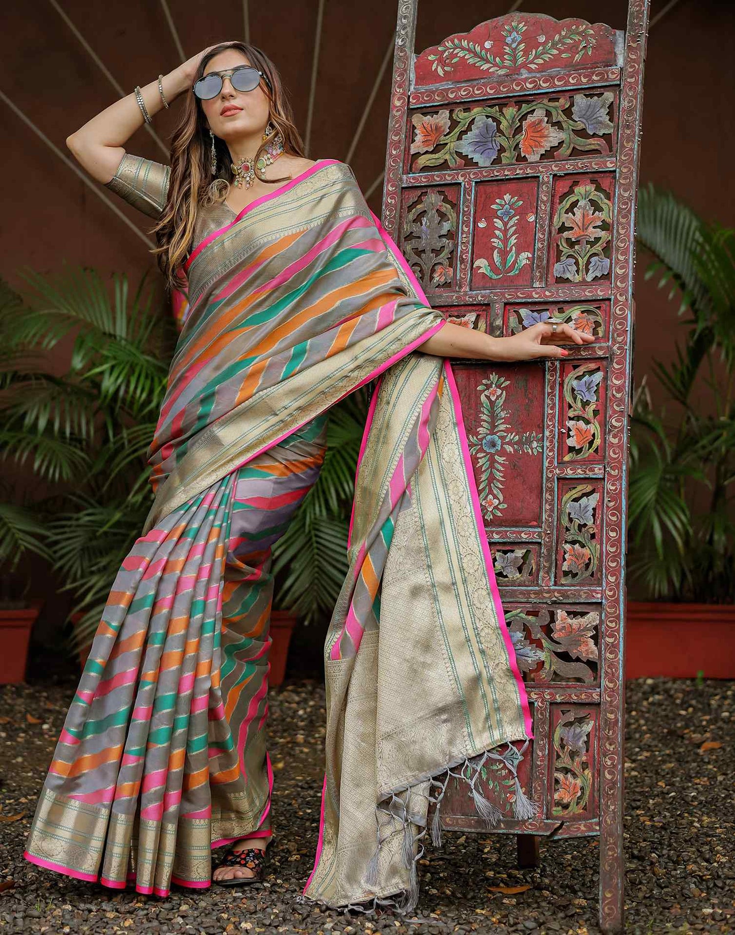 Grey Silk Woven Saree