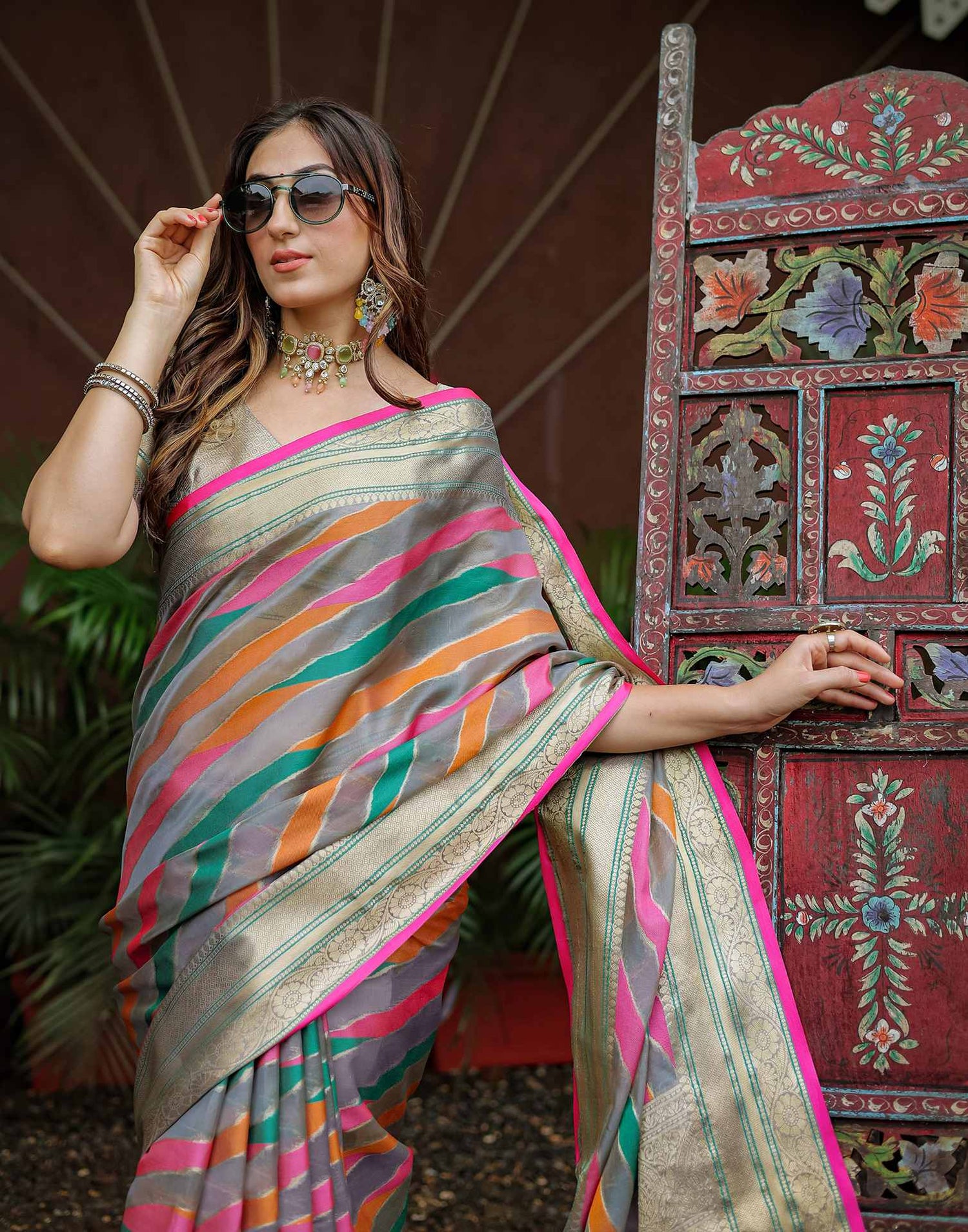 Grey Silk Woven Saree