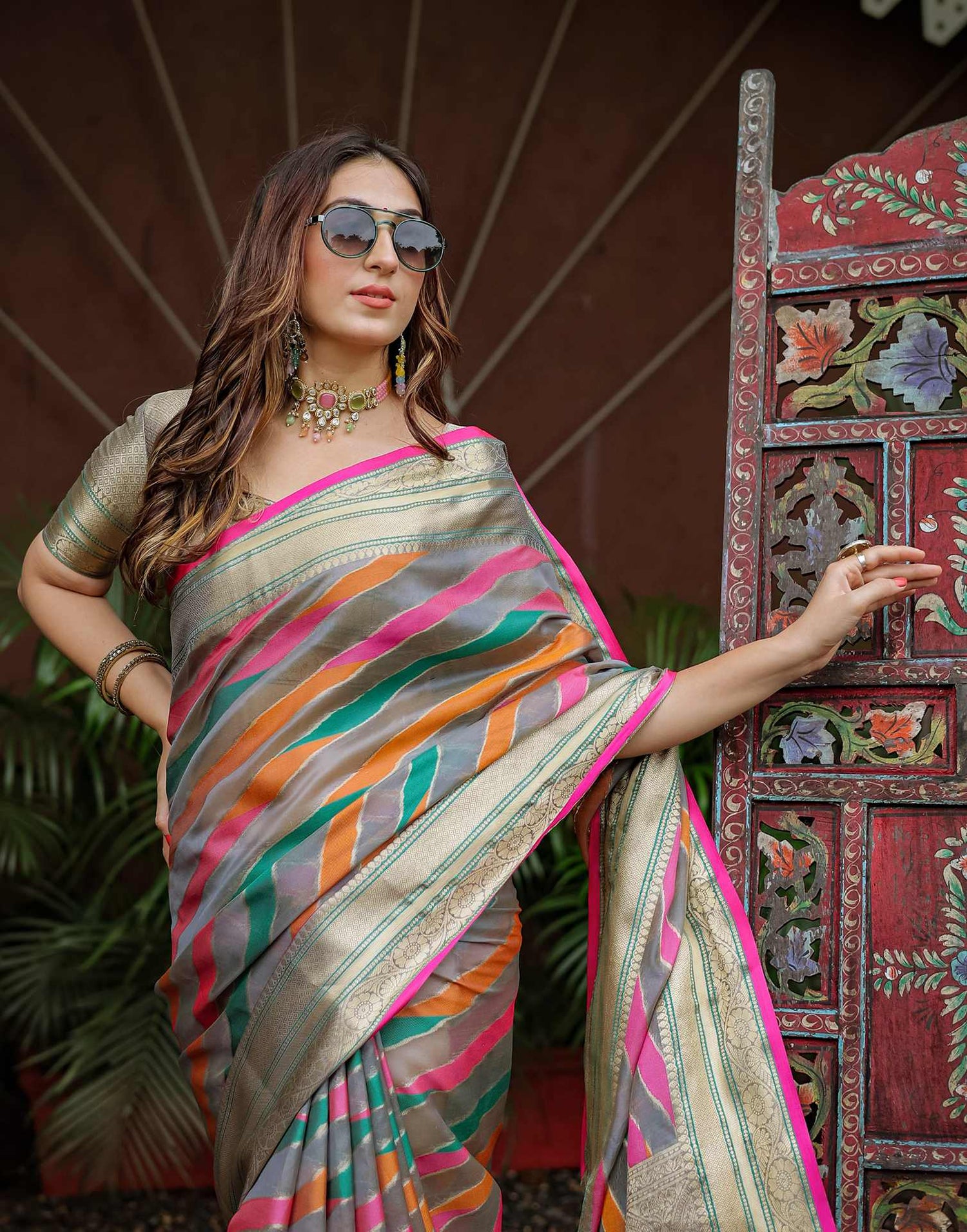Grey Silk Woven Saree