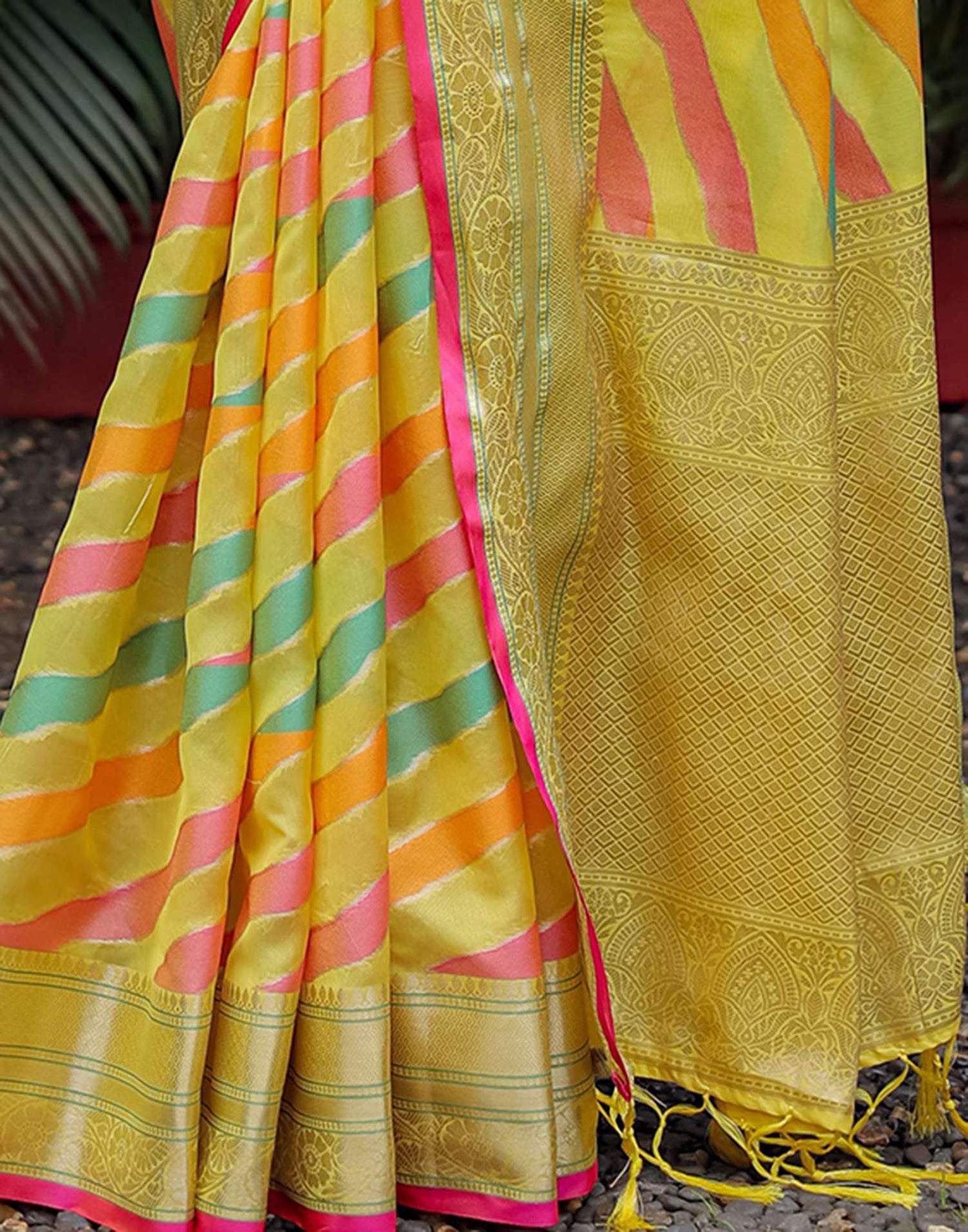 Yellow Silk Woven Saree