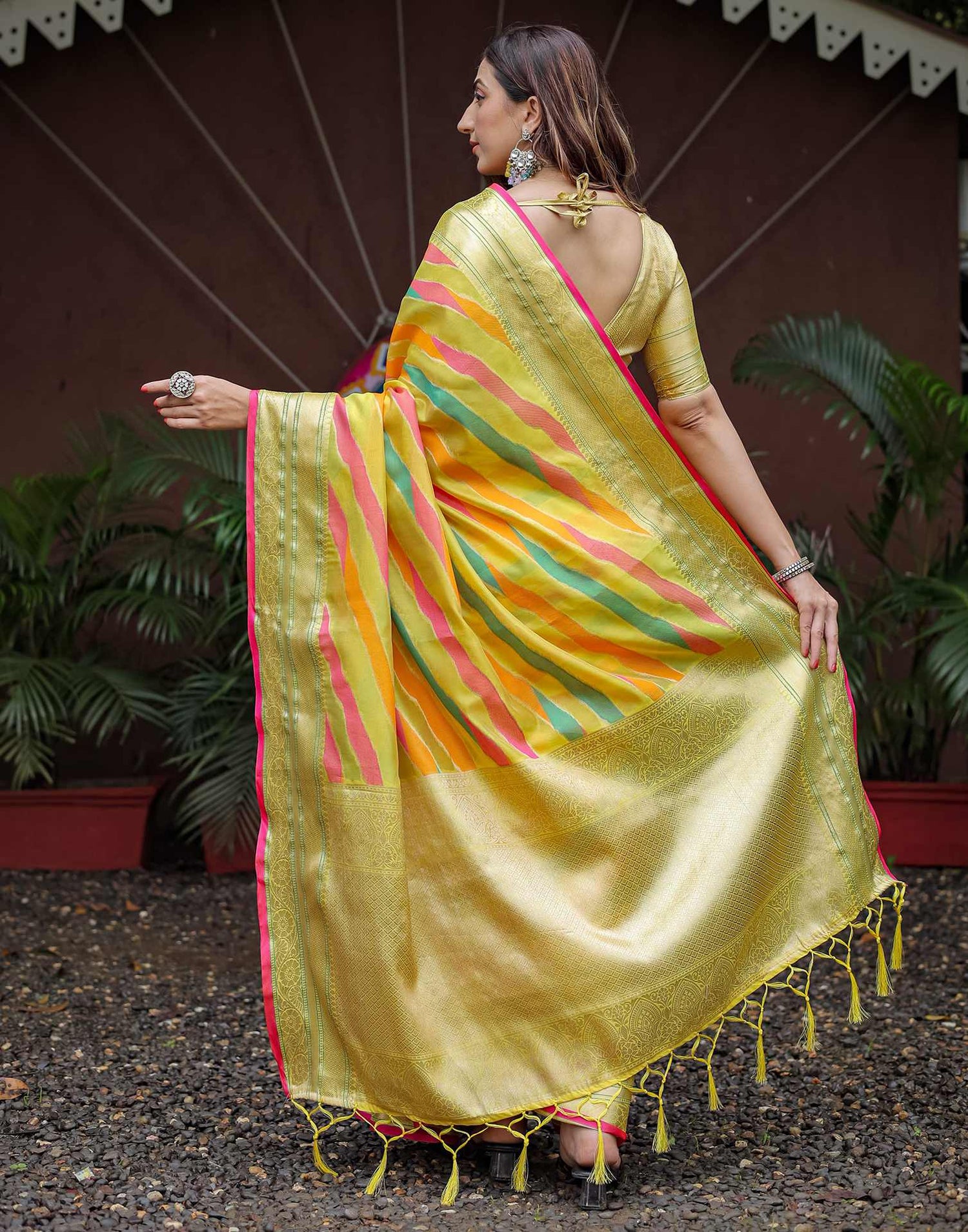 Yellow Silk Woven Saree