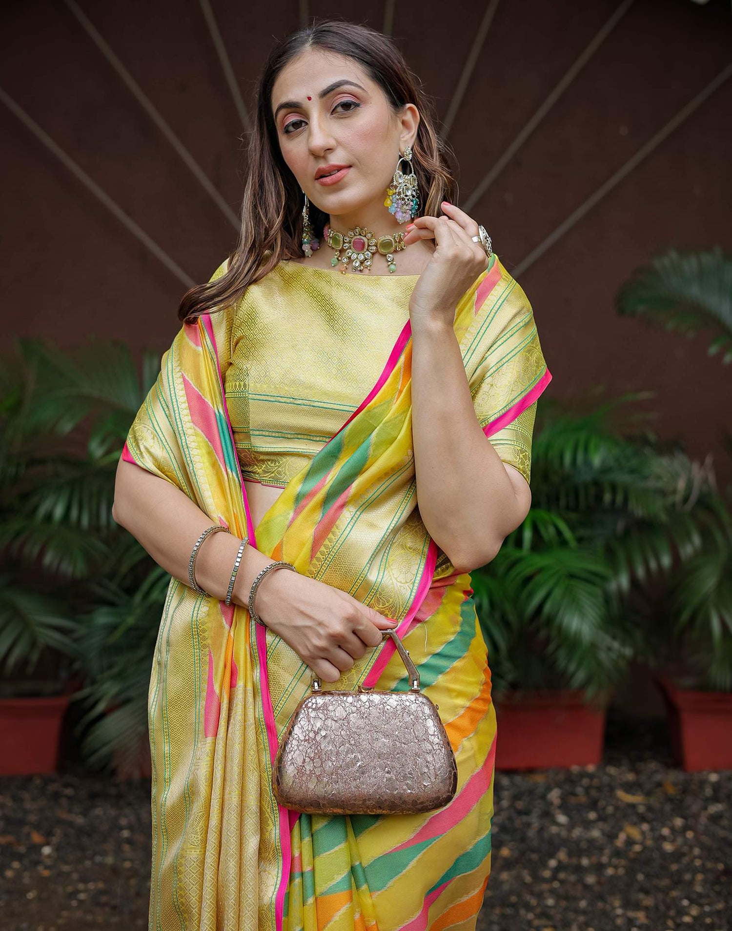 Yellow Silk Woven Saree