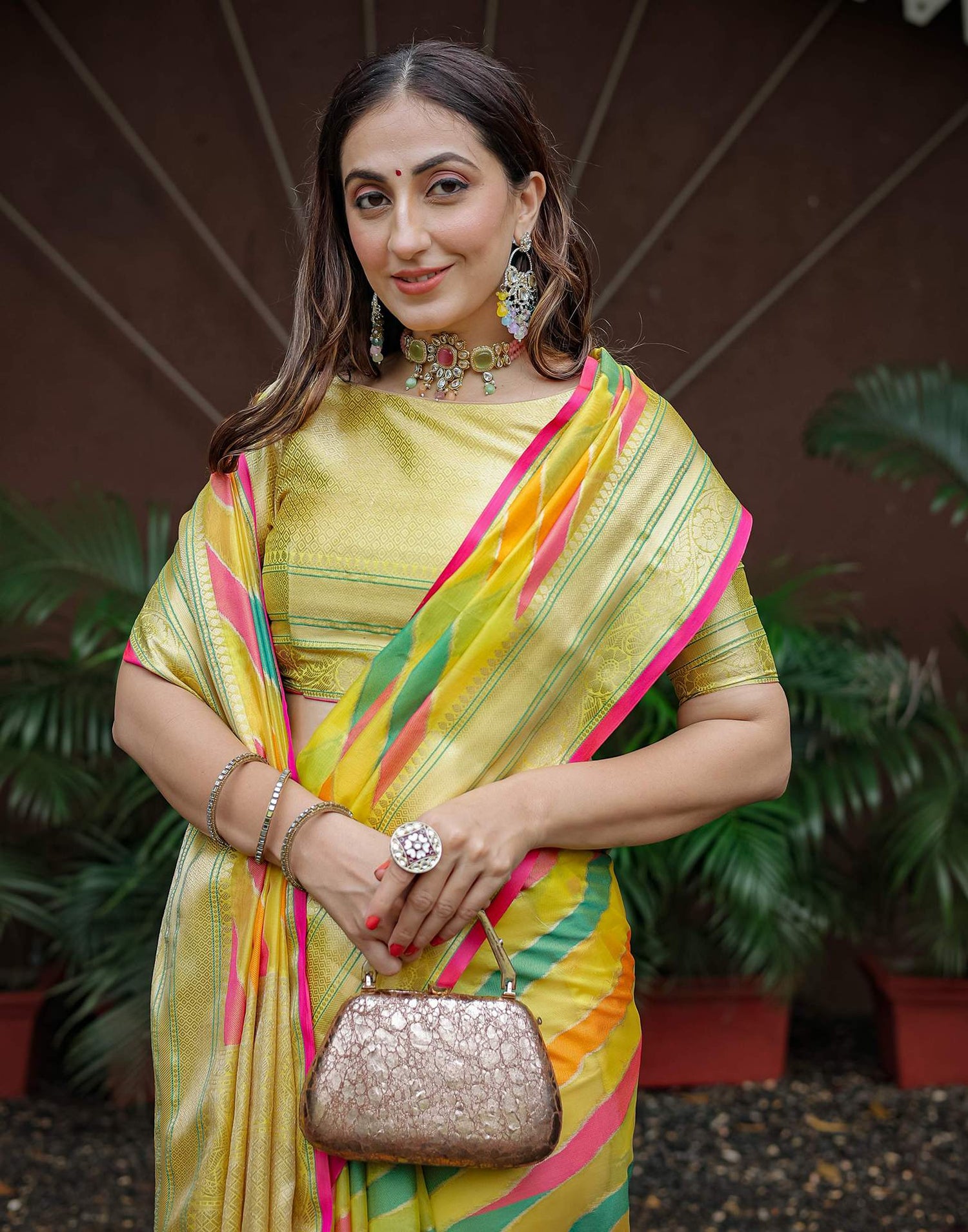 Yellow Silk Woven Saree