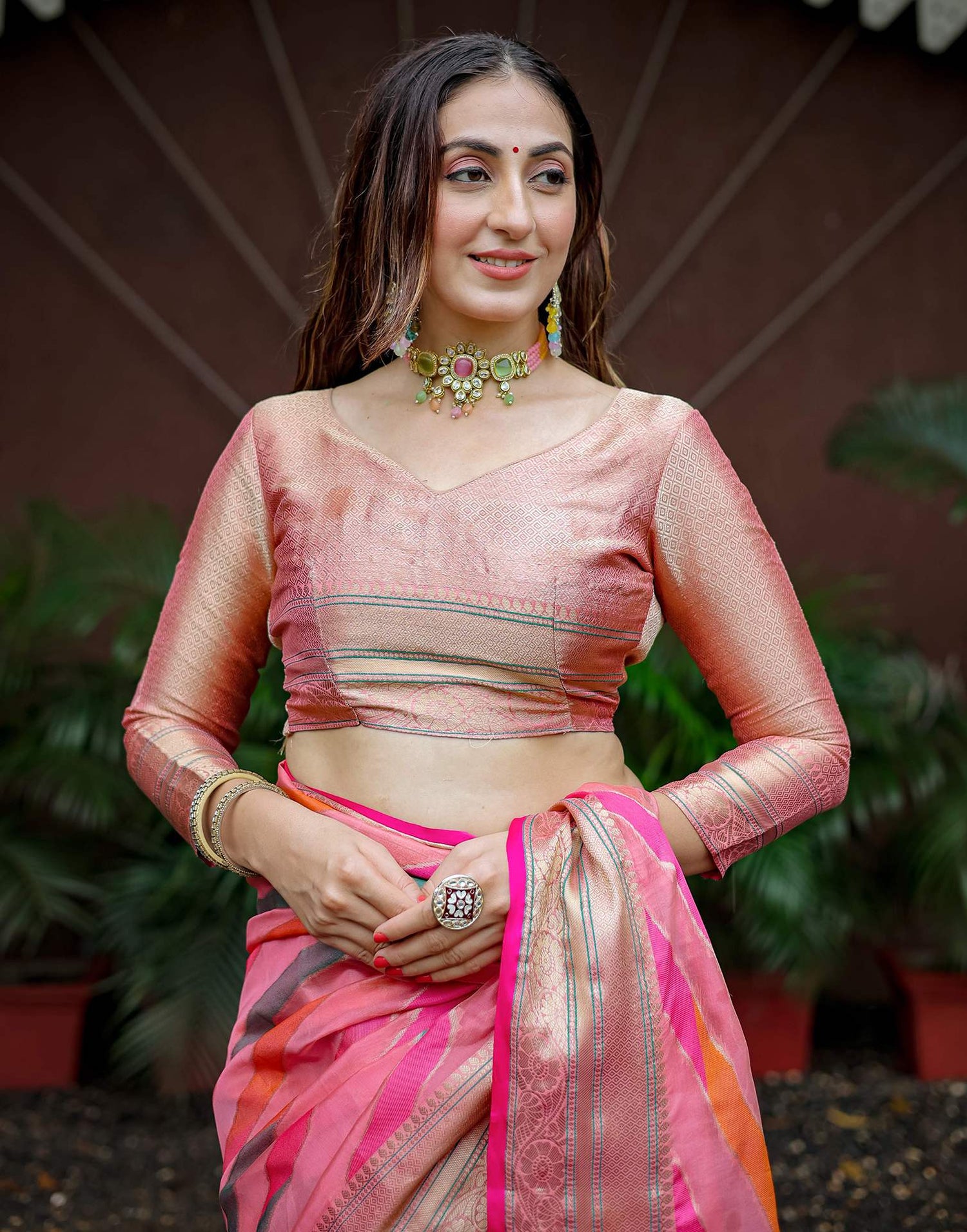 Rose Pink Silk Woven Saree