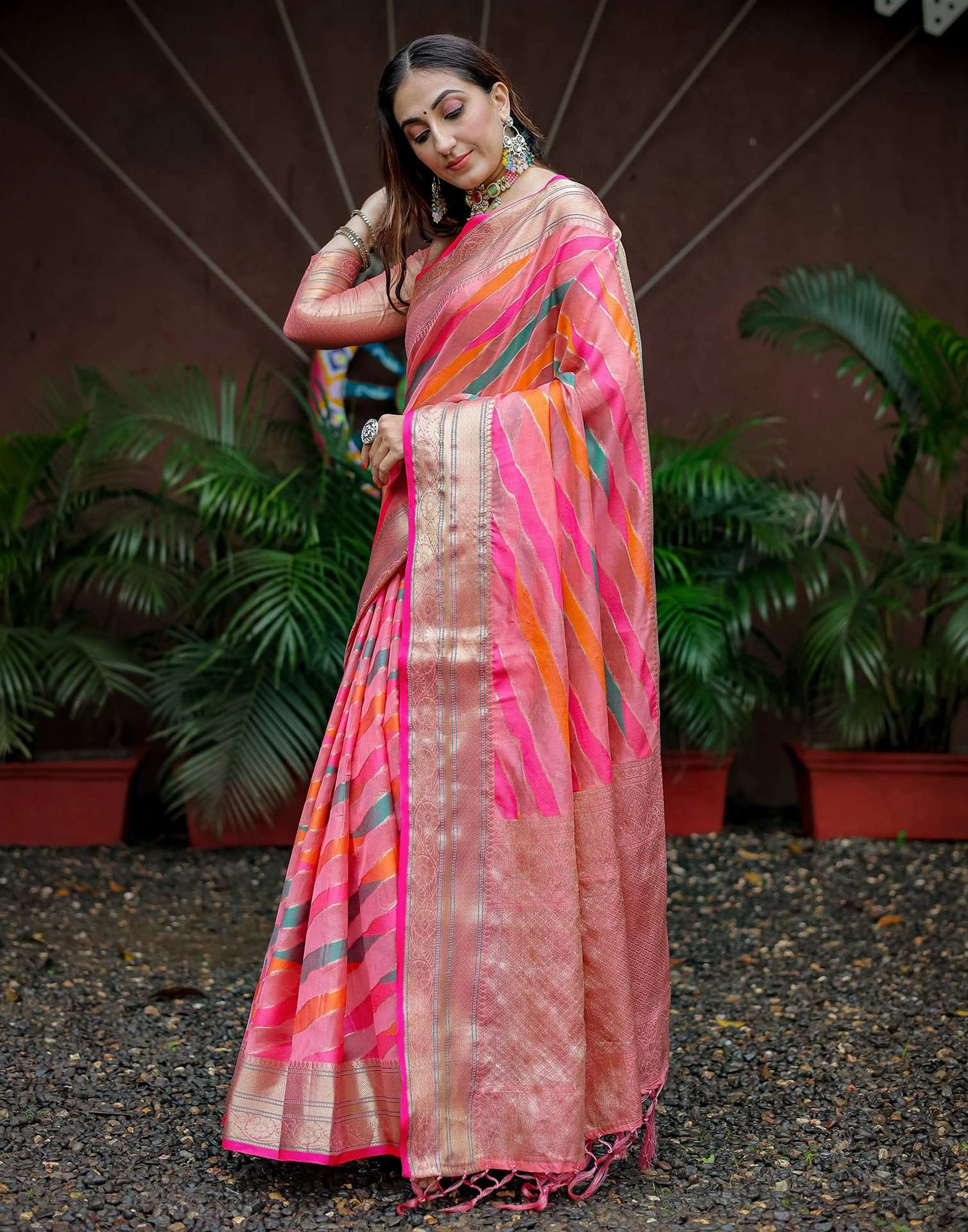 Rose Pink Silk Woven Saree