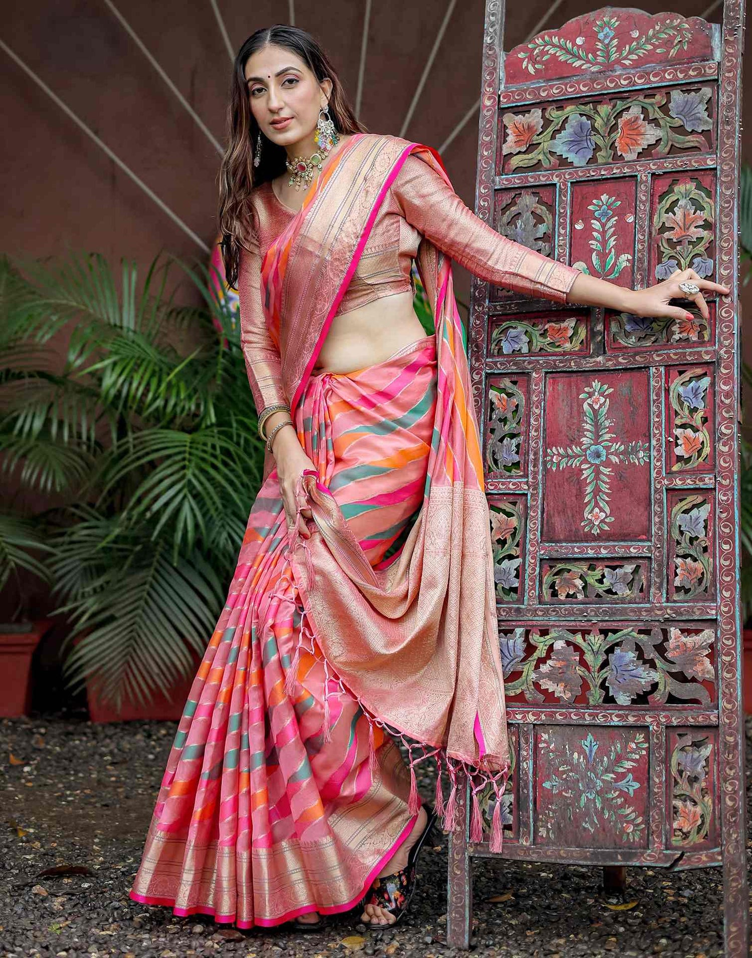 Rose Pink Silk Woven Saree
