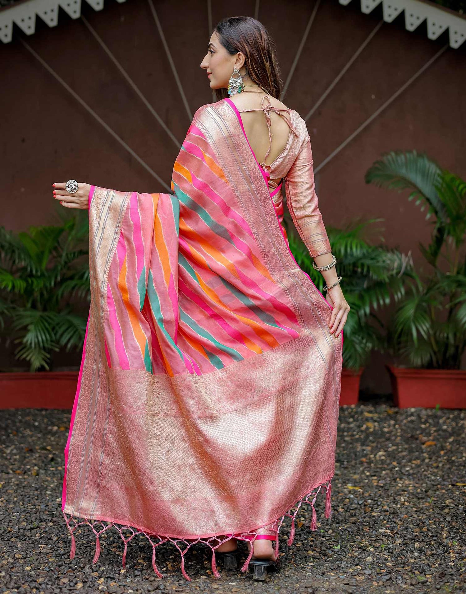 Rose Pink Silk Woven Saree