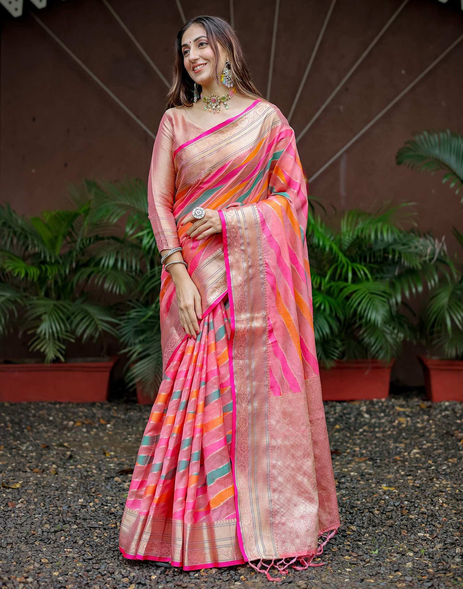 Rose Pink Silk Woven Saree