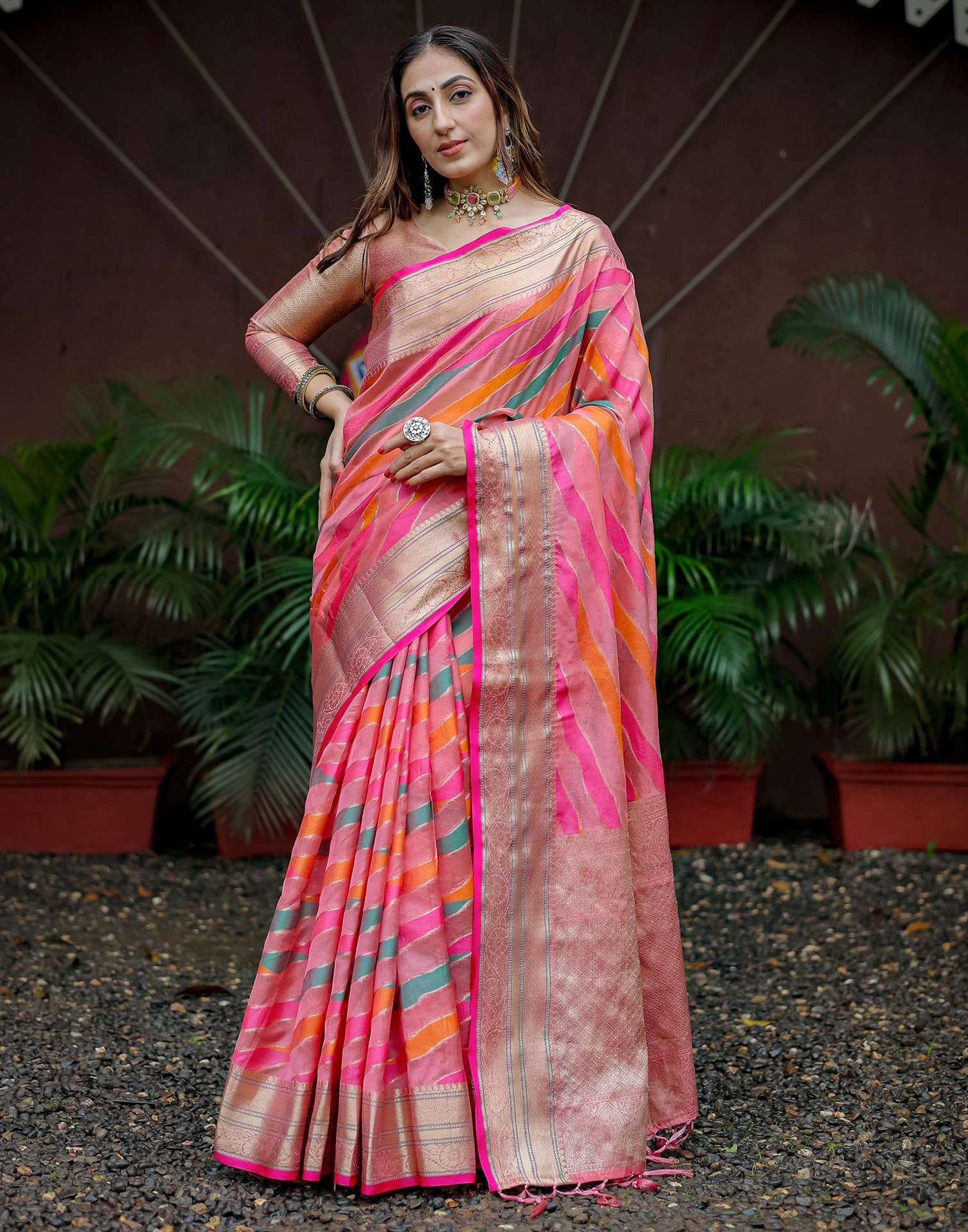 Rose Pink Silk Woven Saree
