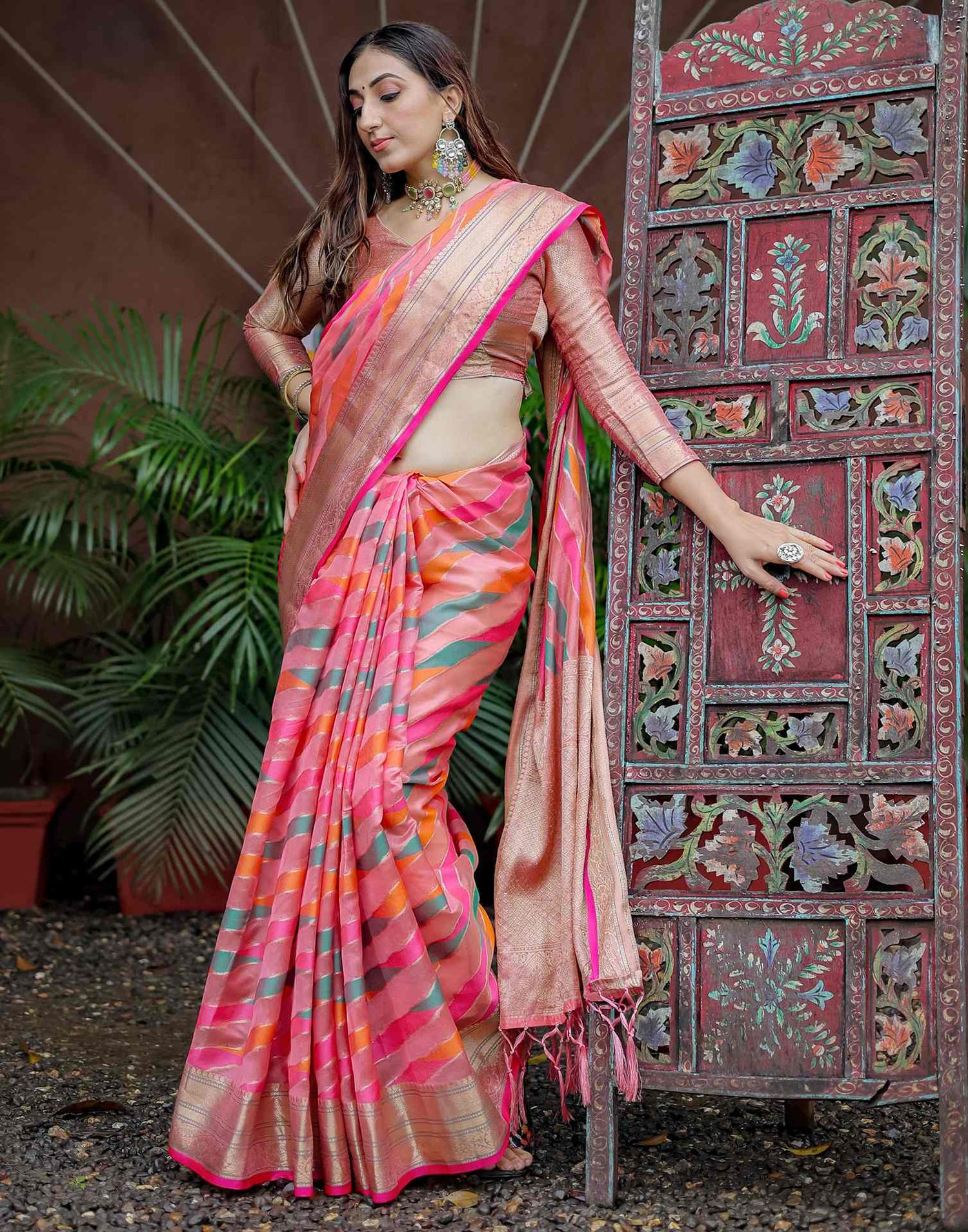 Rose Pink Silk Woven Saree